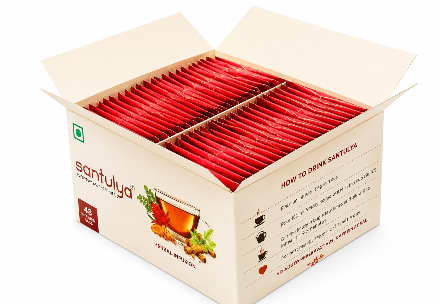 Herbal Tea –Turmeric, Tulsi,Moringa,Hibiscus & Ginger, 48 Tea Bags - Image 3