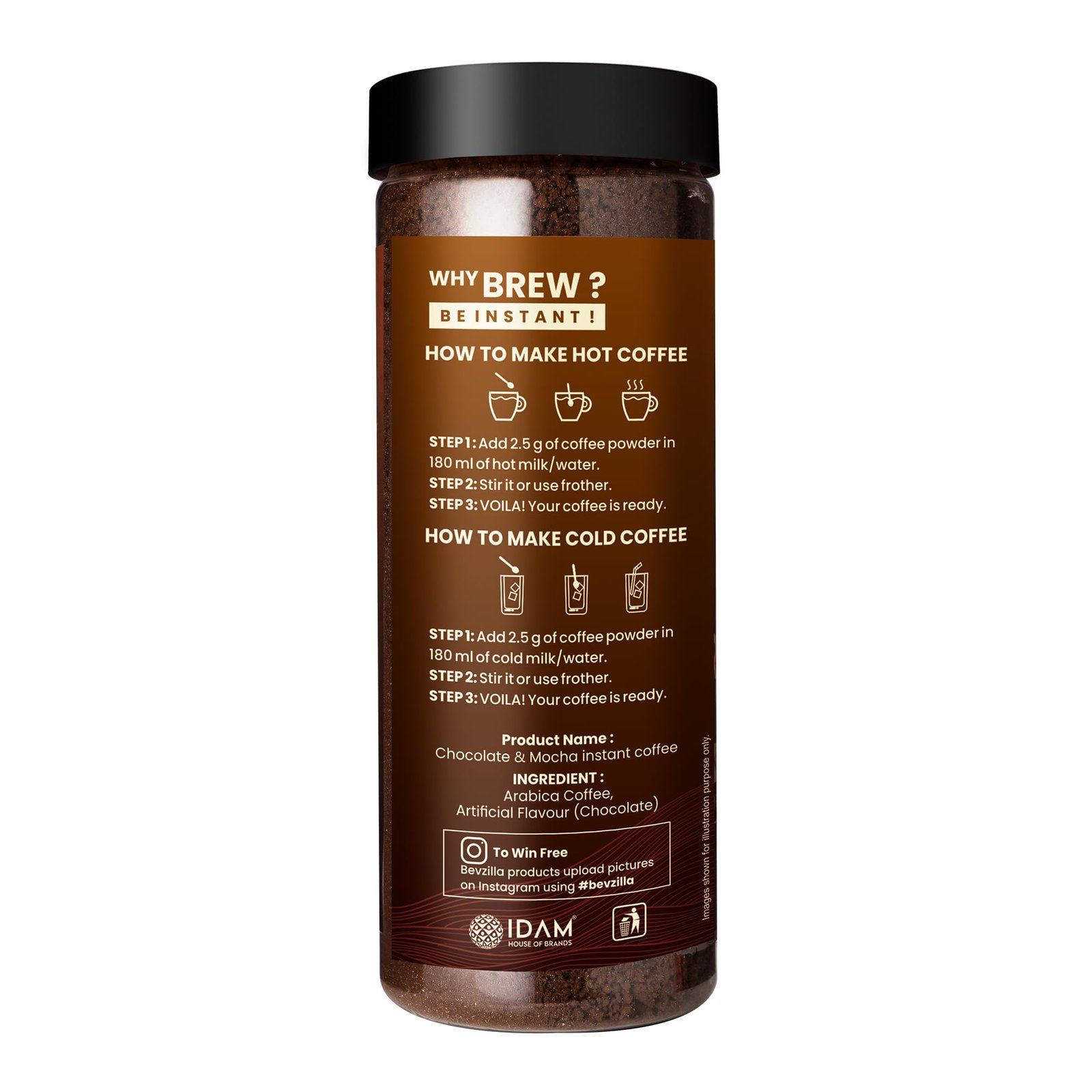 Chocolate & Mocha (Choco-Mocha) Instant Coffee Powder Jar – 200g | Arabica Beans with Chocolaty Twist | Perfect for Espresso, Latte & Cappuccino | Enjoy Hot & Cold Brews - Image 7