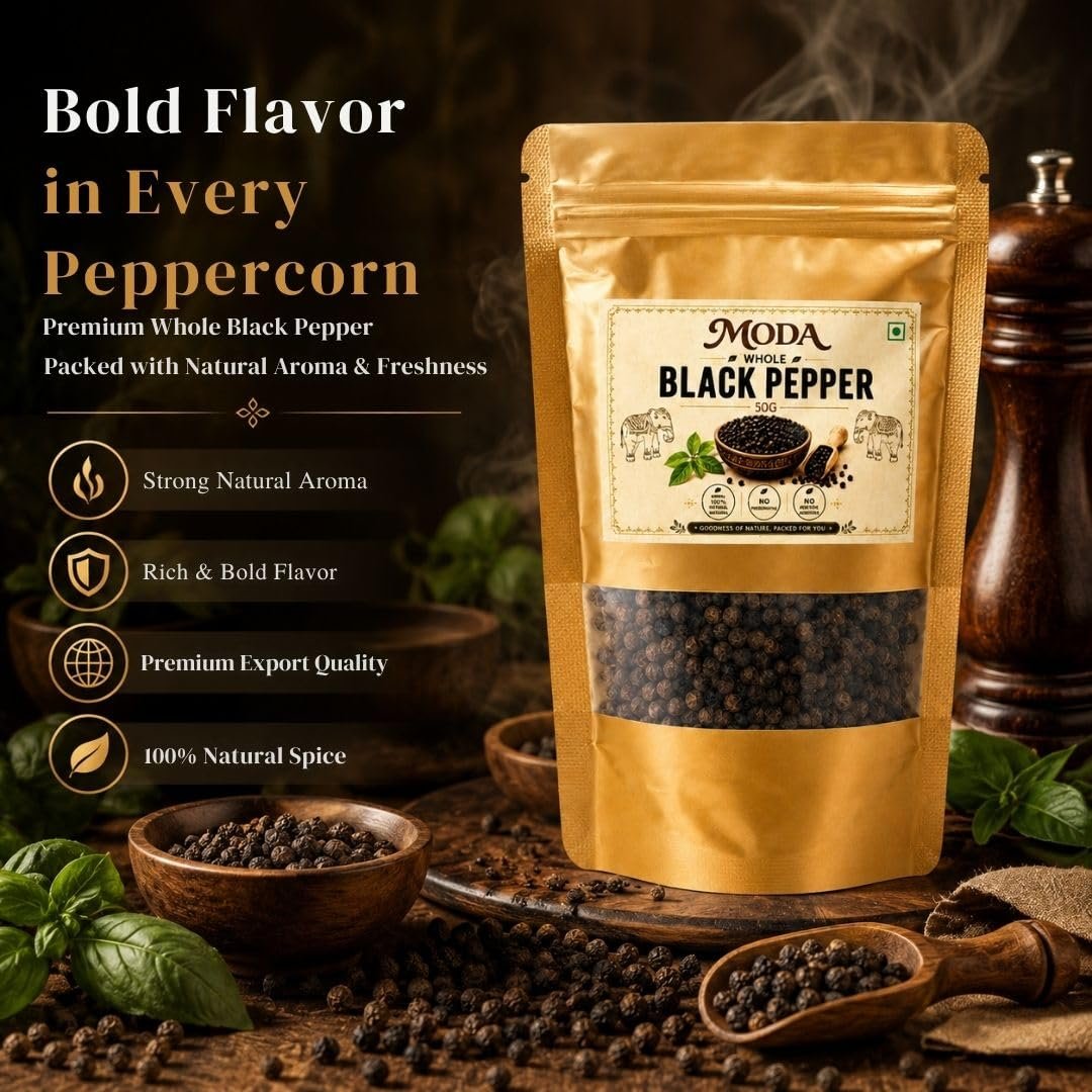 Black Pepper | kali Mirch Whole 100 GM | Premium Black Pepper Whole | Natural Sabut Kali Mirch | Fresh Aromatic Spice for Cooking, Seasoning & Everyday Kitchen Use - Image 2