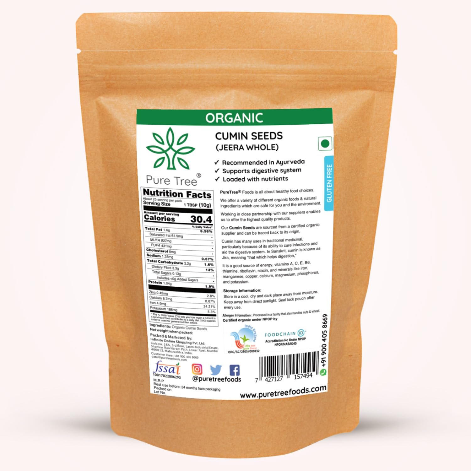 Certified Organic Jeera Seeds | 250 g | Cumin Seeds | Sabut Jeera Whole Spices | Jeelakarra | Zeera | For Curries & Veg - Image 2