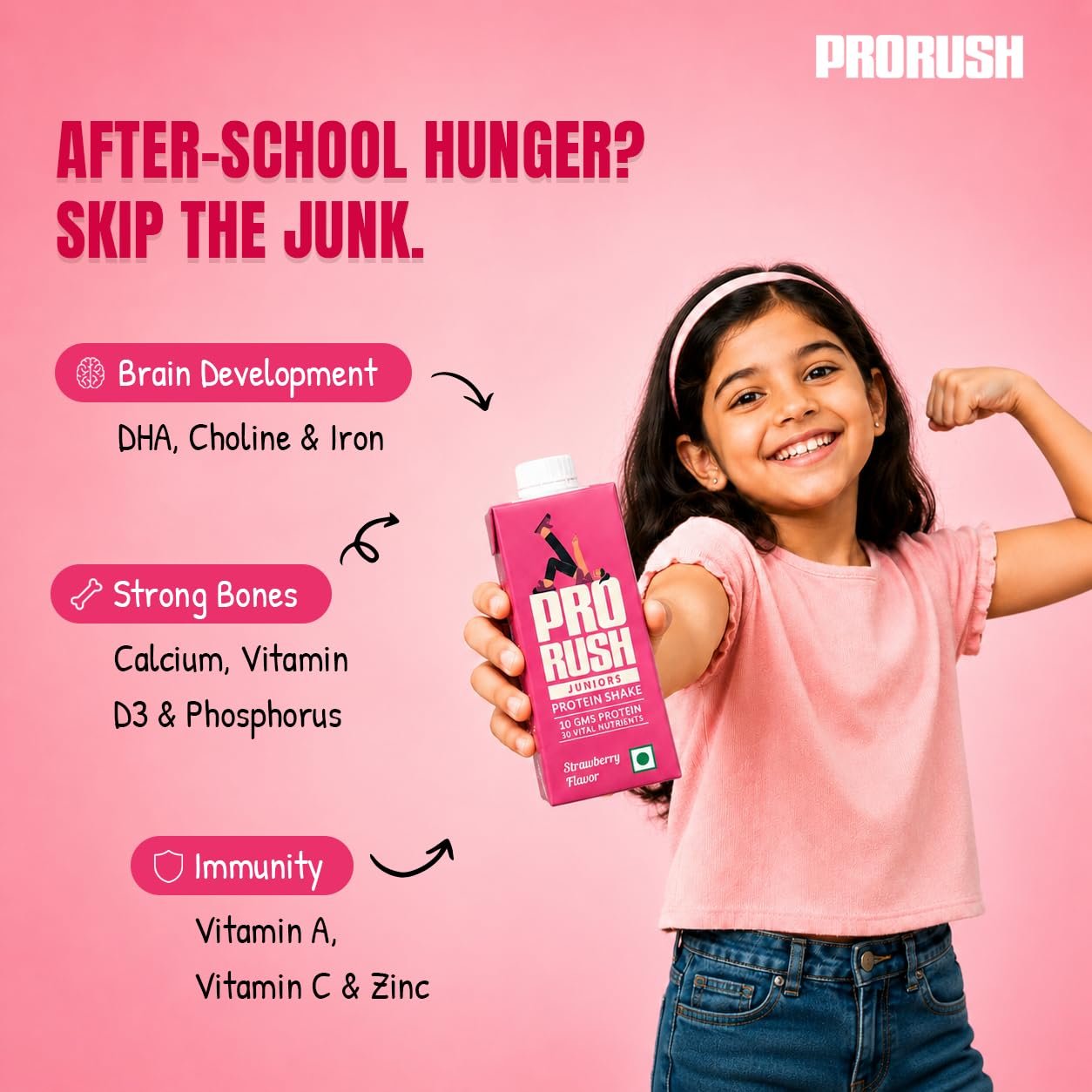 Strawberry Protein Shake 250ml (Pack of 4) | Ready-to-Drink Protein Beverage with High Protein & Vitamins | Strawberry Flavour | Post Workout & Daily Nutrition Drink - Image 3