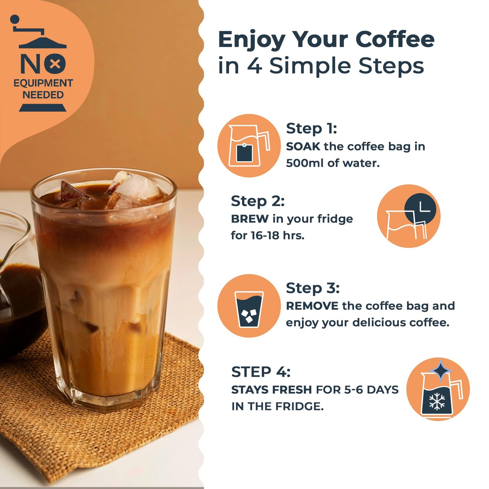 Cold Brew Bags | 100% Arabica | Medium Dark Roast | Pack of 5 | 5 * 50 grams - Image 4