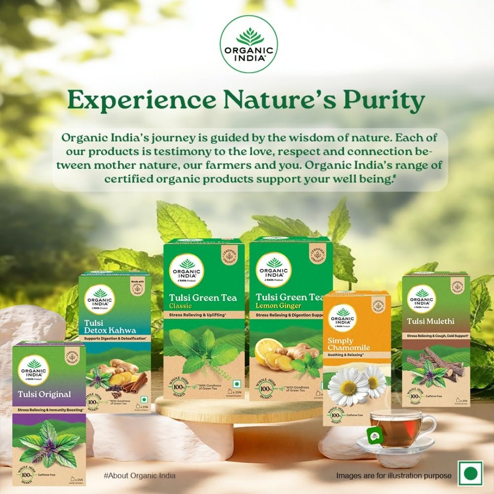 A TATA Product Tulsi Green Tea Classic Loose Leaves - 100g, Stress Relieving, Uplifts Mood, Rich in Antioxidants, Blend of Rama, Krishna & Vana, Certified Organic - Image 7