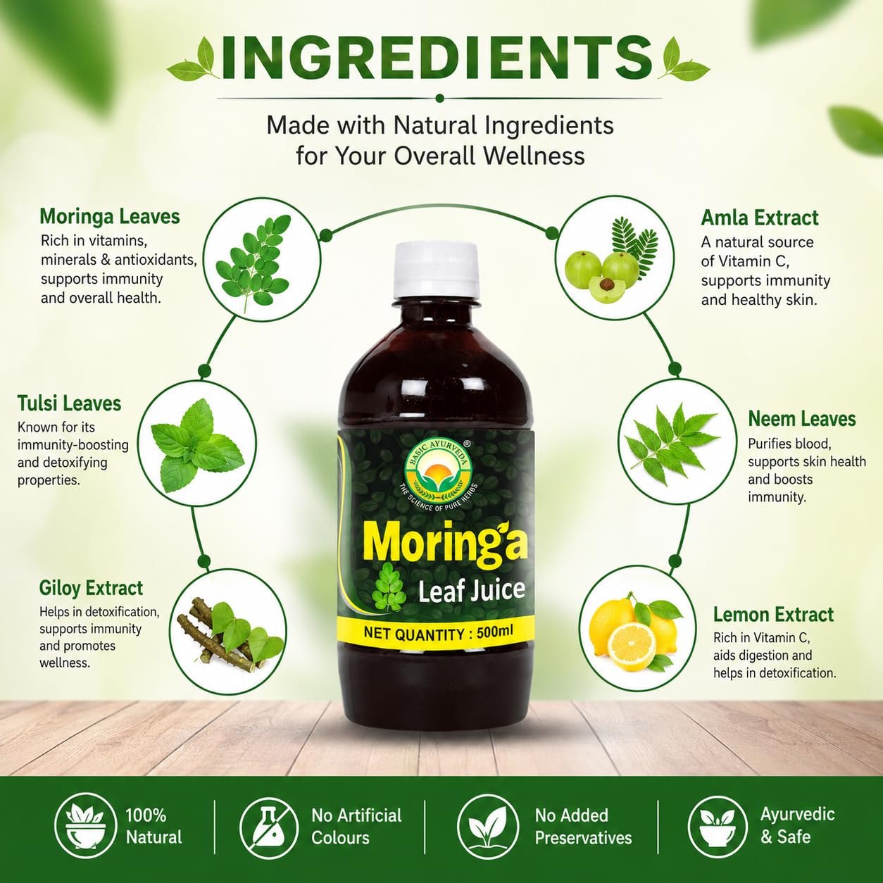 Moringa Leaf Juice 500ml | Sahjan (Sounjana) Herbal Health Drink | Natural Plant-Based Dietary Supplement | Immunity Booster - Image 4