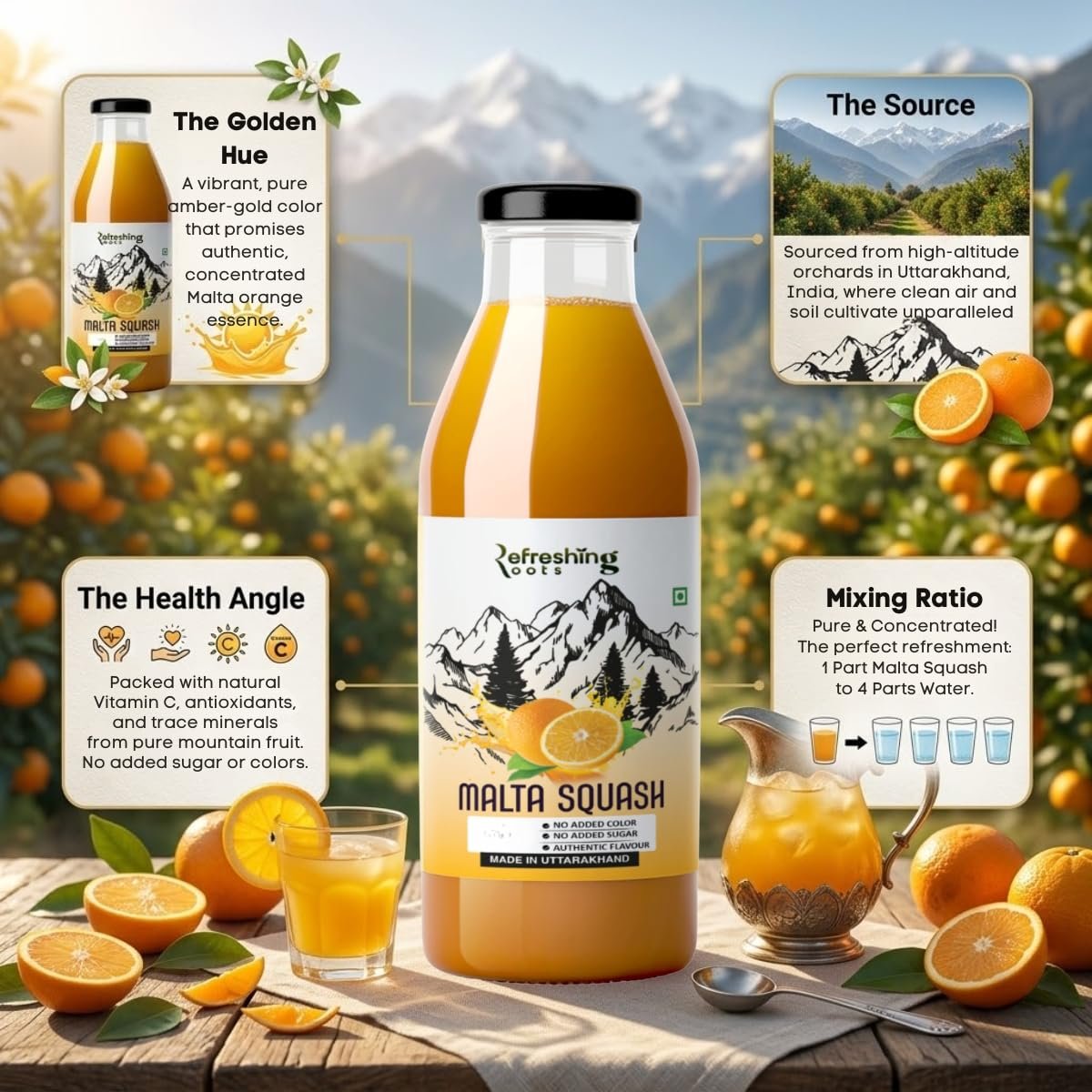 WILD ORANGE (MALTA) SQUASH 750 ML PACK | ORGANIC | AUTHENTIC TASTE | NO ADDED SUGAR | NO ARTIFICAL COLORS | RICH IN VIT-C | ORANGE JUICE - Image 8