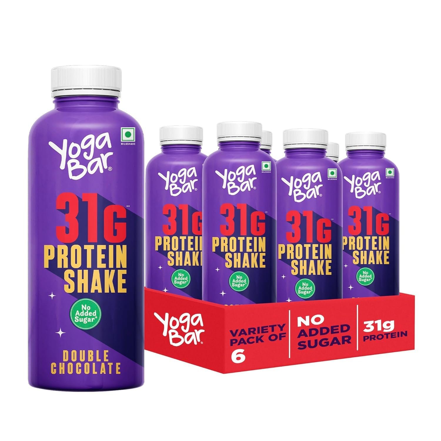 31g Double Chocolate Protein Shake (6 Bottles).- 31g Protein per Serve, No Added Sugar - Low Fat, High Calcium, Ready-to-Drink Milkshake – 250ml Bottle (Pack of 6)