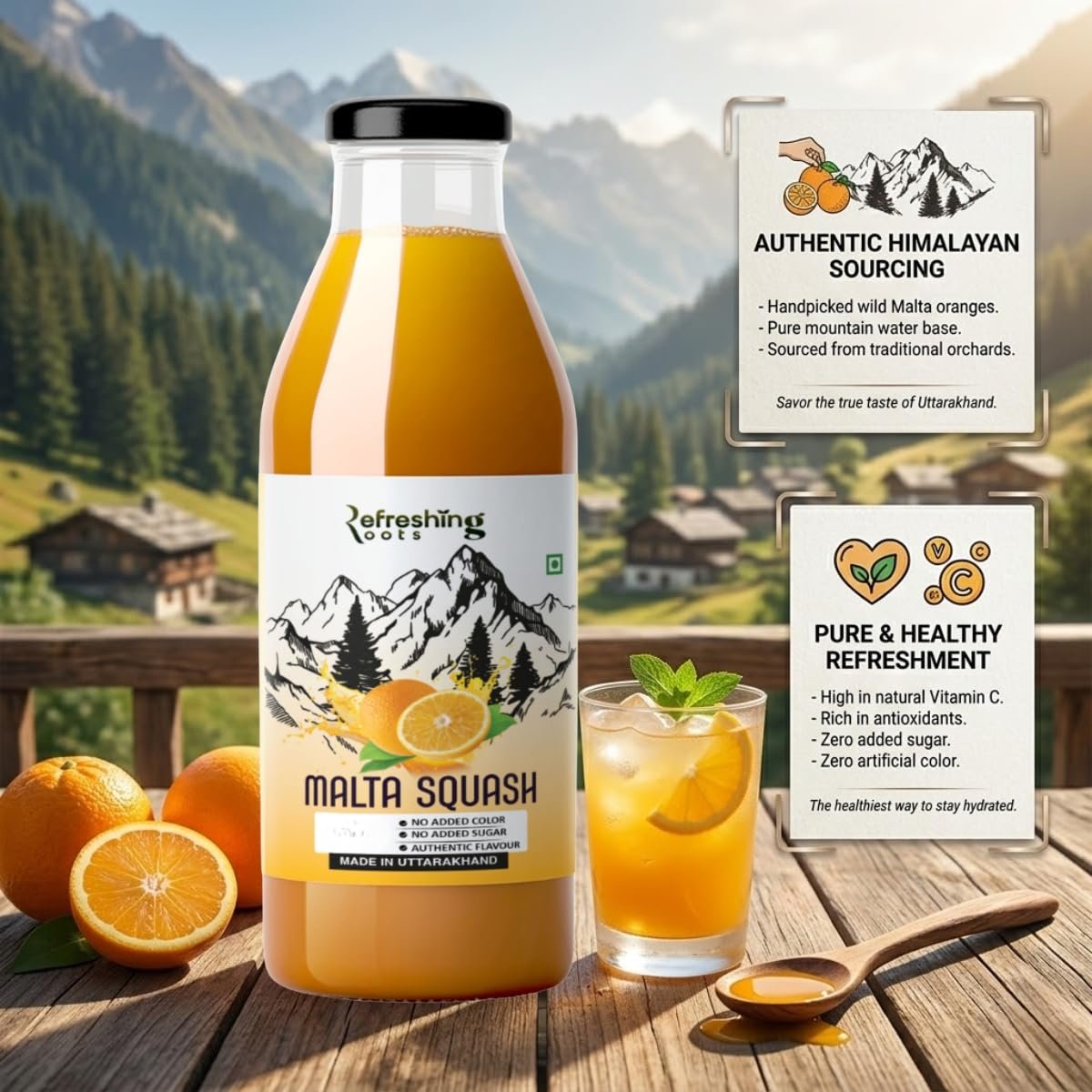 WILD ORANGE (MALTA) SQUASH 750 ML PACK | ORGANIC | AUTHENTIC TASTE | NO ADDED SUGAR | NO ARTIFICAL COLORS | RICH IN VIT-C | ORANGE JUICE - Image 3