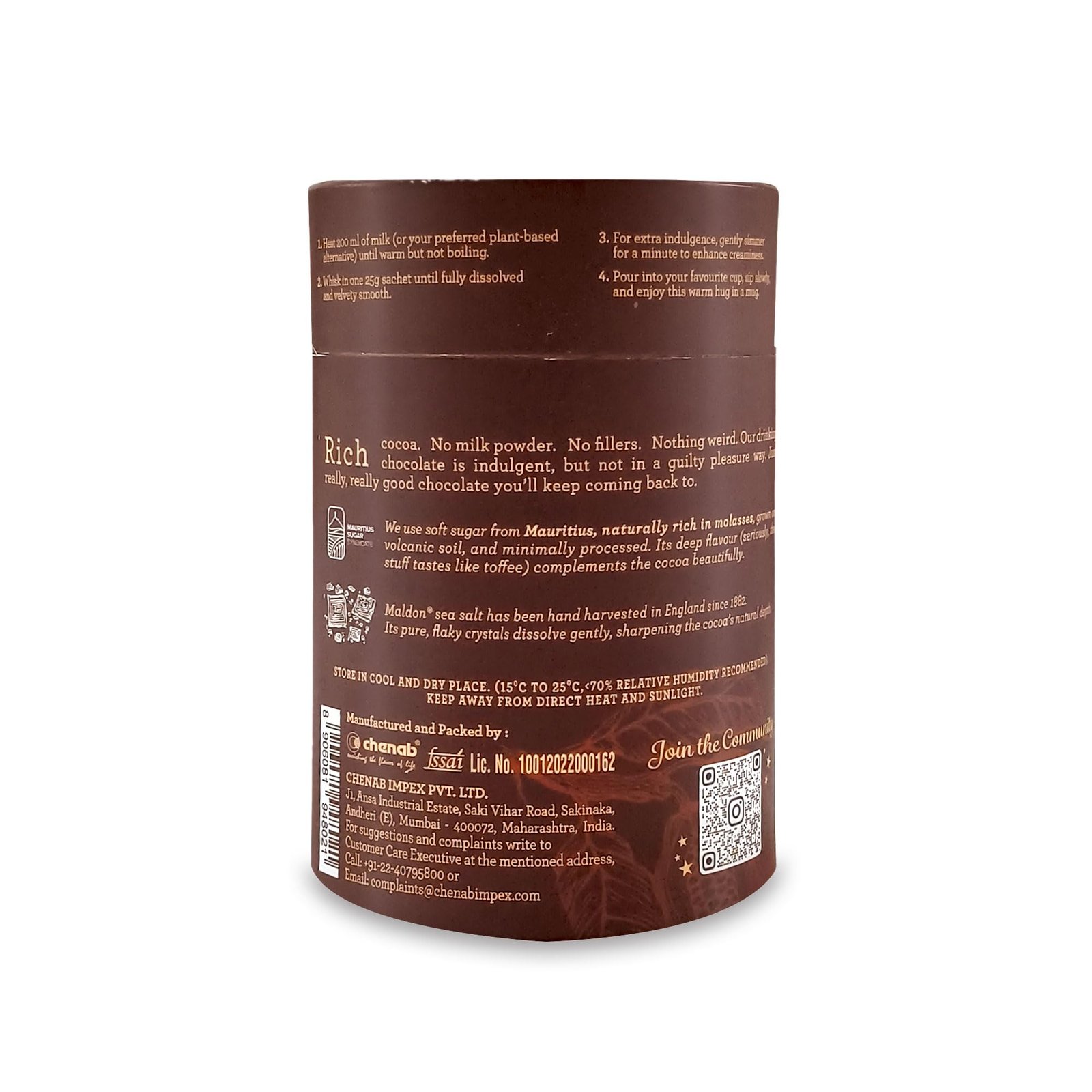 Drinking Chocolate | 55% Cocoa | Dark, Creamy & Indulgent | Premium Hot Chocolate Mix with Cocoa Butter, Unrefined Mauritius Dark Brown Sugar & Maldon Sea Salt | No Fillers No milk powder | 150g (6 x 25g Sachets) | Christmas Gifting - Image 5