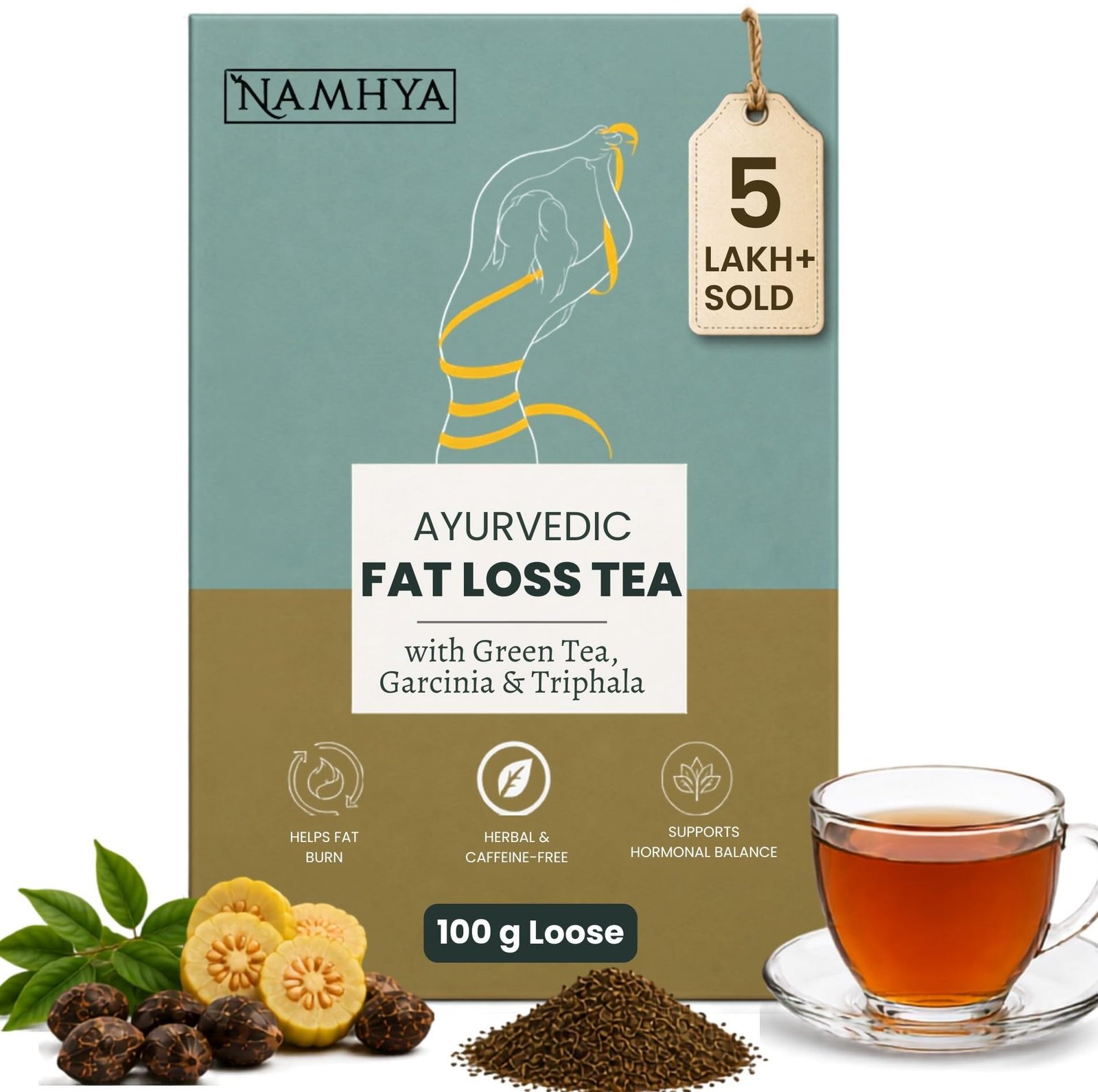 Fat Loss Tea | Reduces Belly Fat & Bloating, detox | 100gm Loose Tea