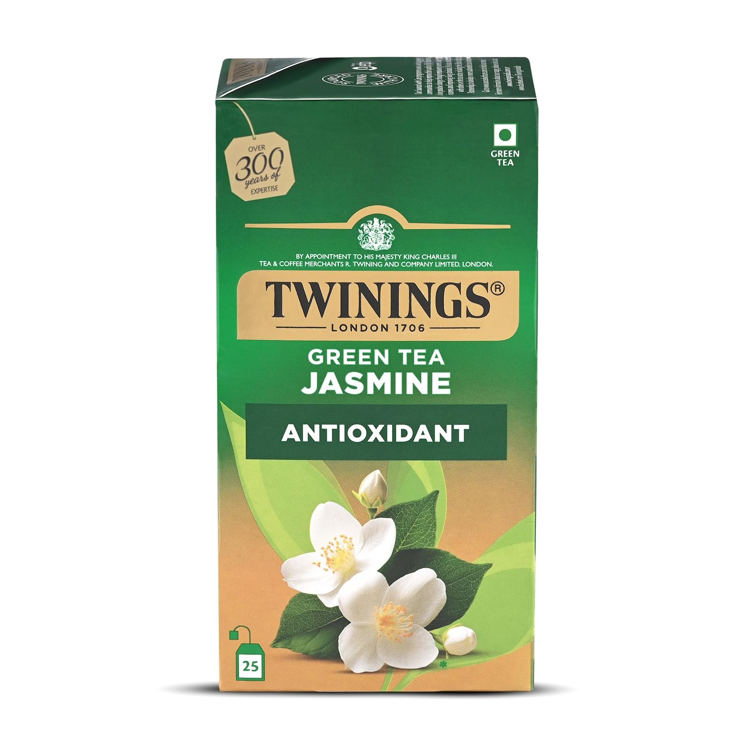 Green Tea Jasmine, 25 Tea Bags| Pack of 1| Perfectly Balanced & Refreshing Taste| Light, Flowery Aroma| Low Calorie| Handpicked Green Tea Leaves| Enjoy a Hot Cup of Tea