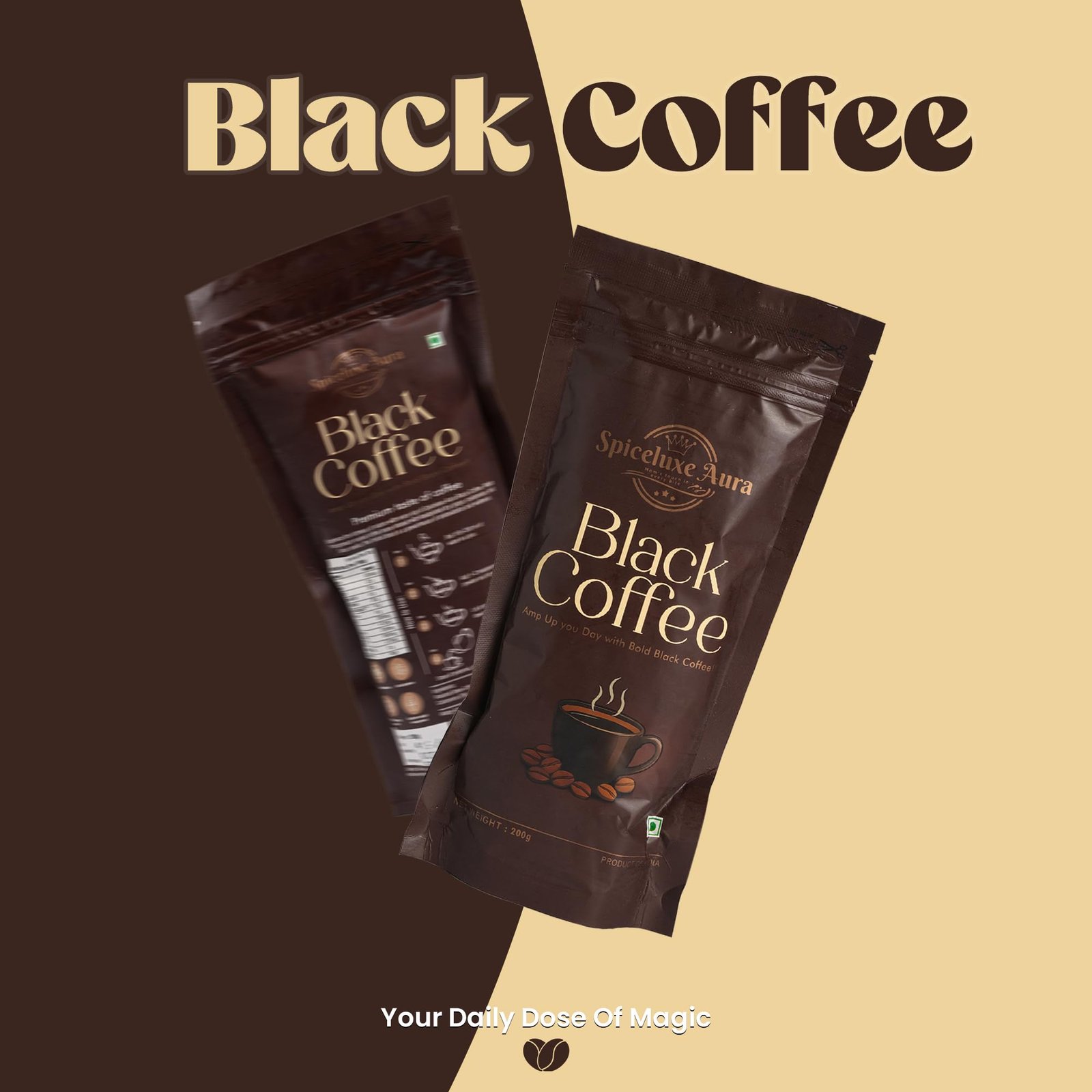 Black Coffee Powder, Premium Roasted Coffee Beans, Bold Rich Flavor, 200g, Natural Energy Boost with Antioxidants - Image 4