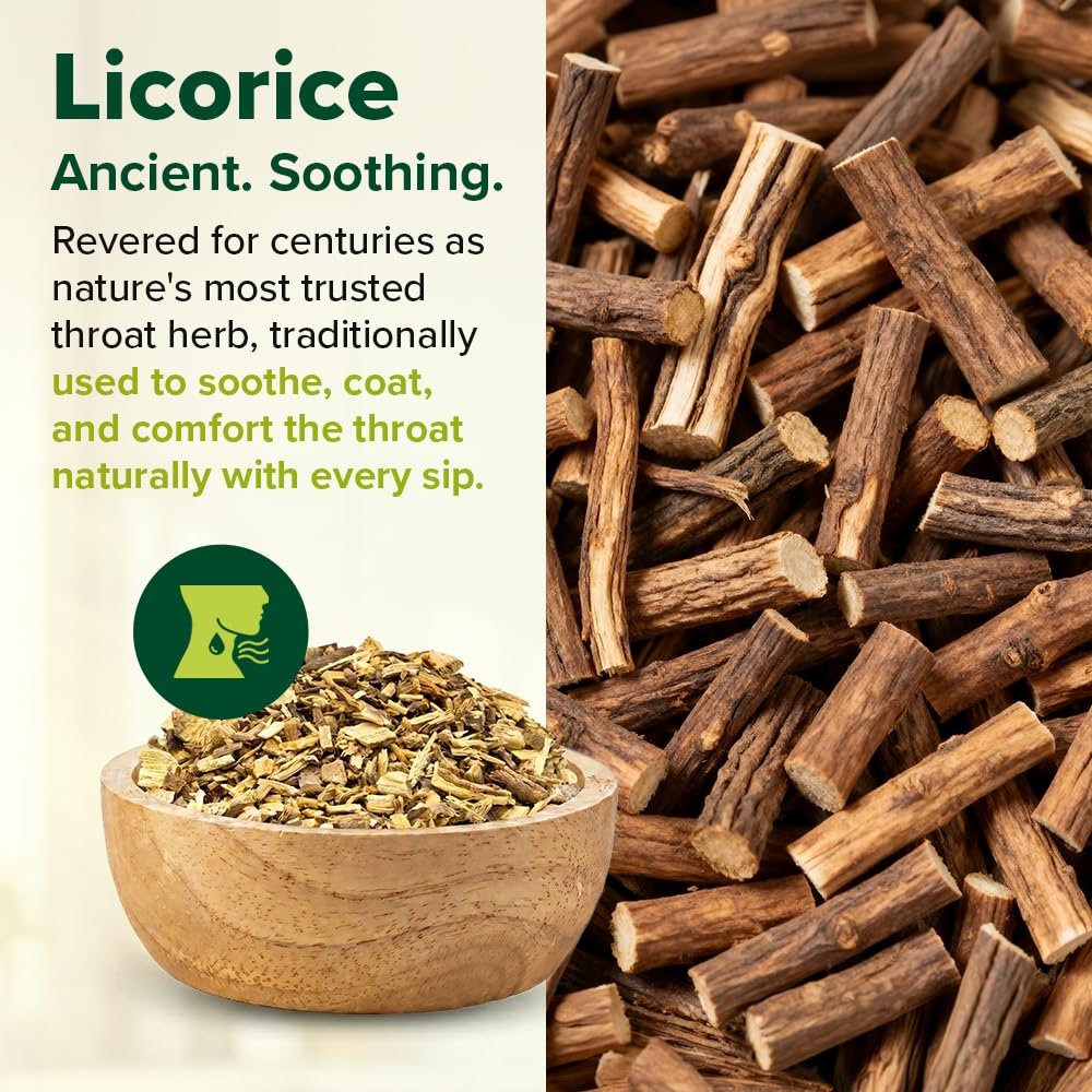 Throat Ease Herbal Infusion | Licorice (Mulethi), Ginger & Tulsi | 9-Herb Blend | Promotes Throat Soothing & Relief | Caffeine Free | Plant-Based | 30 Tea Bags - Image 7