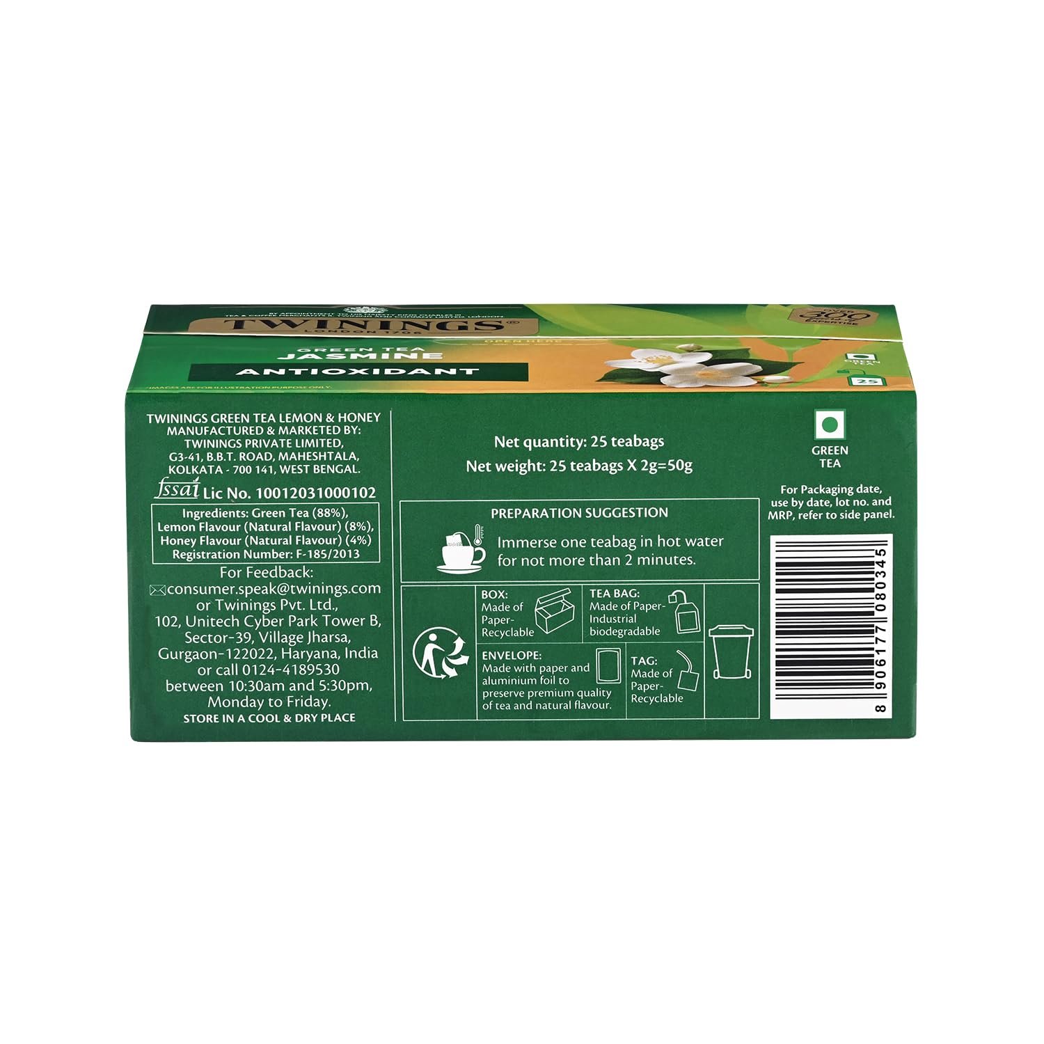 Green Tea Jasmine, 25 Tea Bags| Pack of 1| Perfectly Balanced & Refreshing Taste| Light, Flowery Aroma| Low Calorie| Handpicked Green Tea Leaves| Enjoy a Hot Cup of Tea - Image 9