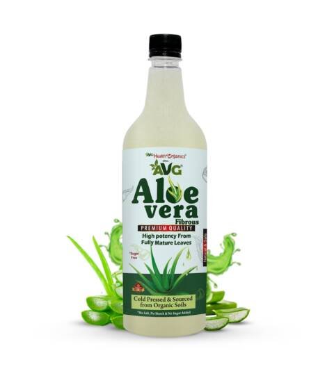 AVG Health Organics Aloevera Fibrous | Pulpy Aloevera Juice | High Potency & Cold Pressed | Rejuvenates Skin and Hair- No Added Sugar - 1L