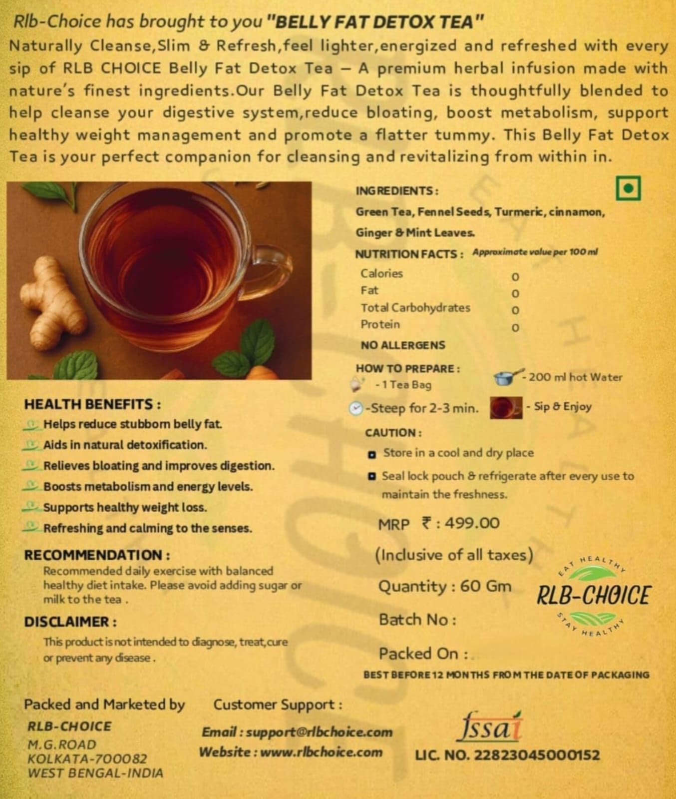 Belly Fat Tea - 30 Tea Bags | Melt Belly Fat Fast with Natural Detox Blend - Water Weight, Bloating, 60 Gm - Image 6