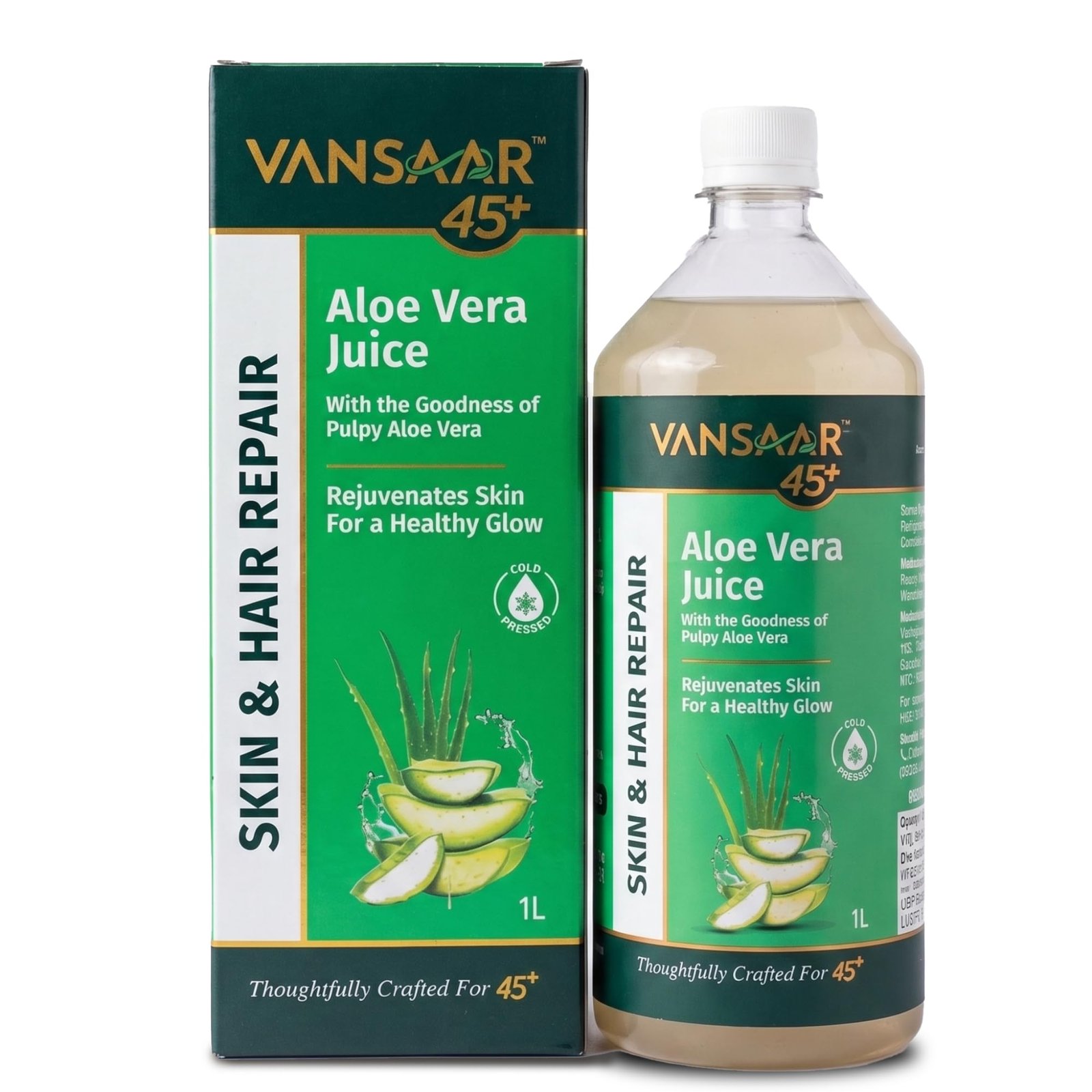 Aloe Vera Juice - 1L | For Glowing Skin & Healthy Hair | 100% Natural, Cold Pressed with Pulp