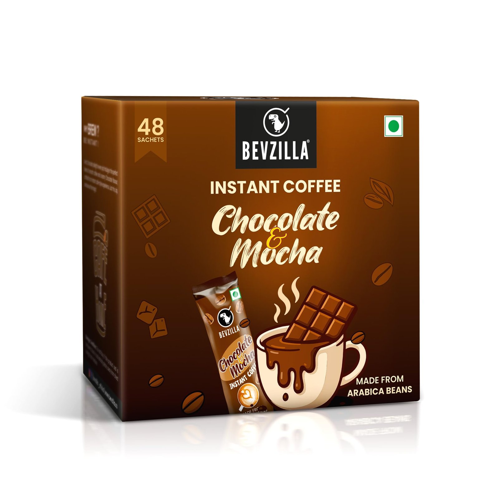 48 Chocolate & Mocha Instant Coffee Powder Sachets | Arabica Beans with Chocolaty Twist | Perfect for Espresso, Latte & Cappuccino | Enjoy Hot & Cold Brews