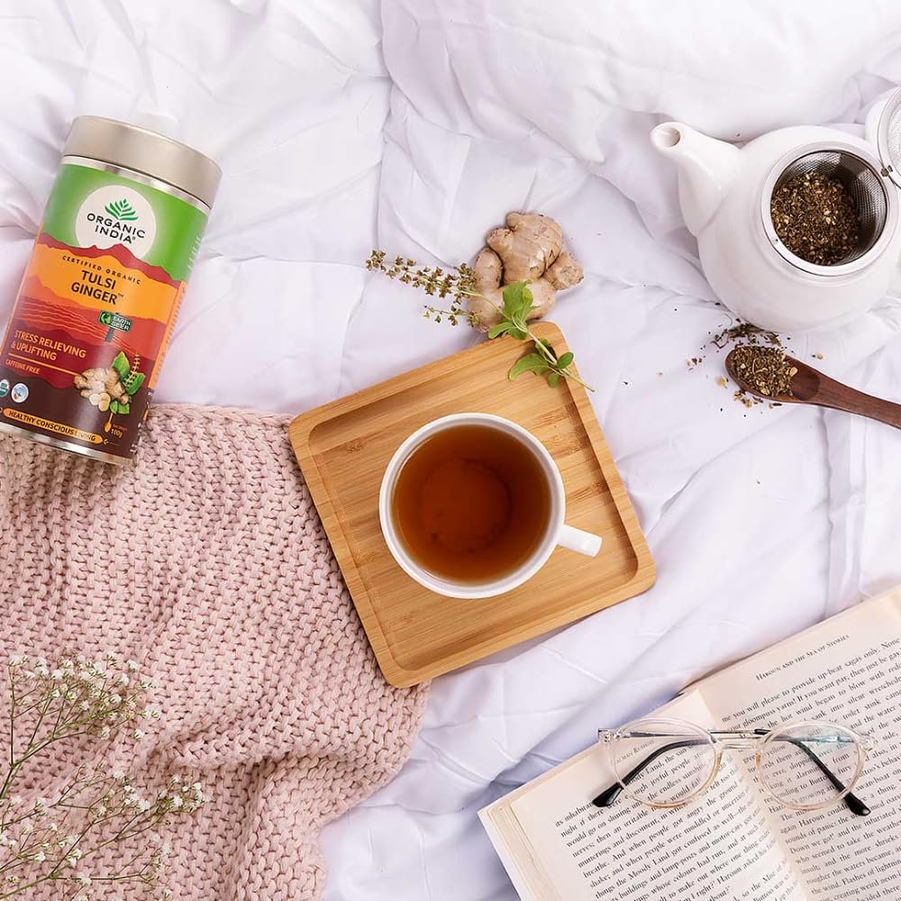 A TATA Product Tulsi Ginger Tea - 100g, Rich in Antioxidants, Supports Digestion, Stress Relieving, Helps Boost Metabolism, Caffeine-Free, Whole Herbs - Image 4