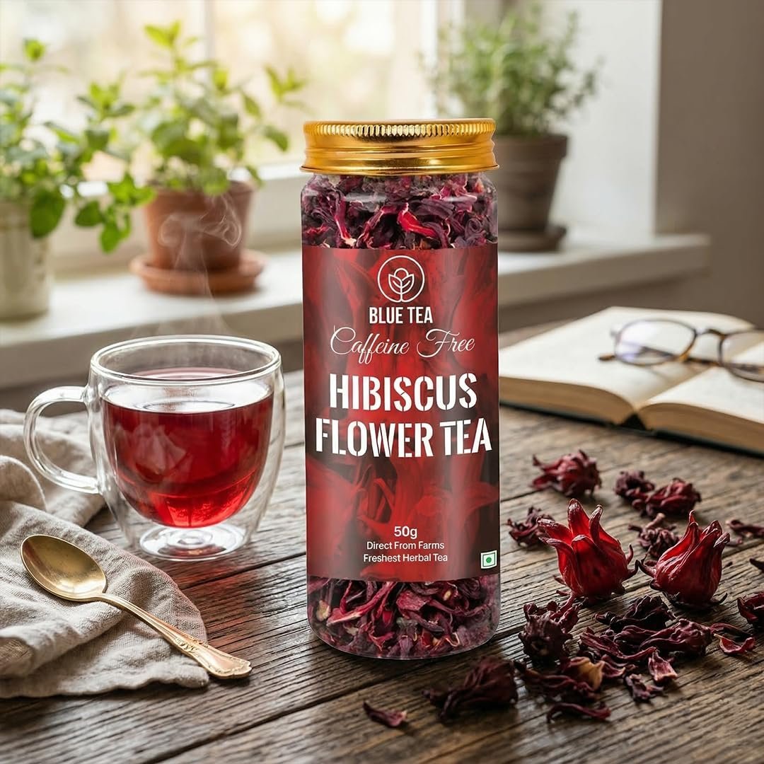 Hibiscus Tea Leaves 50 gm (80+ Cups) | Dried Hibiscus Flowers | Gudhal Ke Phool | Caffeine Free Herbal Infusion | Dry Flowers | Skin & Hair Care | Pet Jar - Image 6