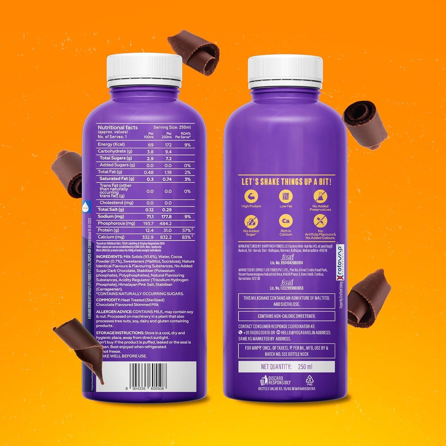 31g Double Chocolate Protein Shake (6 Bottles).- 31g Protein per Serve, No Added Sugar - Low Fat, High Calcium, Ready-to-Drink Milkshake – 250ml Bottle (Pack of 6) - Image 2