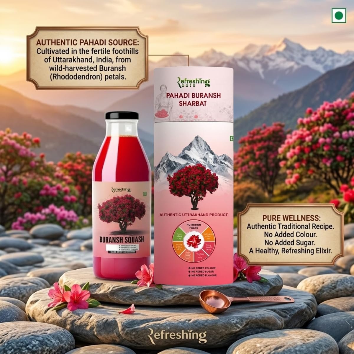 Uttarakhand Buransh Squash(Sharbat), 1000ml (500 * 2) - Image 7