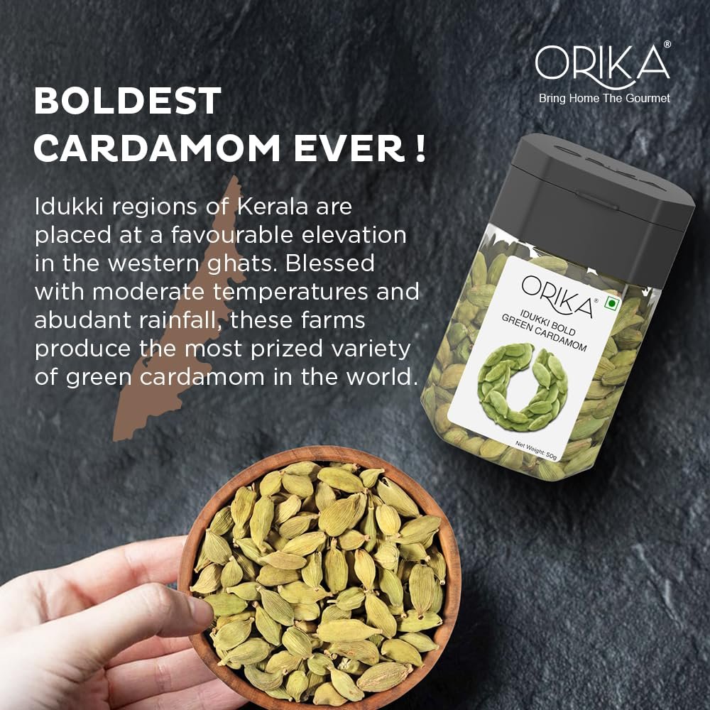 Idukki Bold Green Cardamom (Hari Elaichi) 50g | 100% Natural Sabut Elaichi | Intense Aroma for Tea, Biryani & Sweets | No Added Preservatives - Image 4
