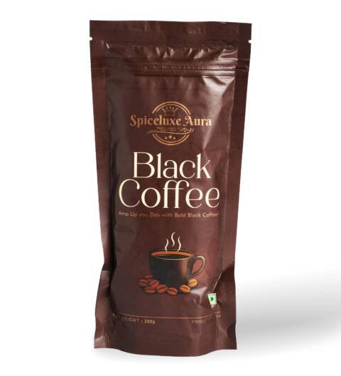 Black Coffee Powder, Premium Roasted Coffee Beans, Bold Rich Flavor, 200g, Natural Energy Boost with Antioxidants