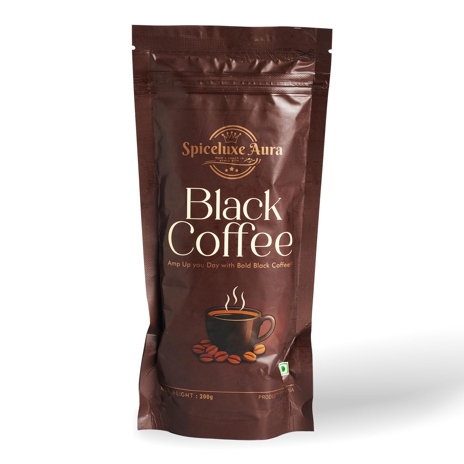 Black Coffee Powder, Premium Roasted Coffee Beans, Bold Rich Flavor, 200g, Natural Energy Boost with Antioxidants
