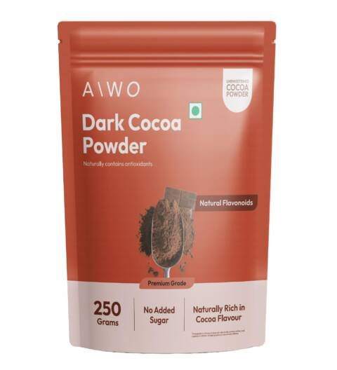 AIWO Dark Cocoa Powder Unsweetened – 250g | Pure & Raw Cocoa | Vegan, Gluten-Free | Rich in Antioxidants | For Hot Chocolate, Smoothies, Baking & Desserts