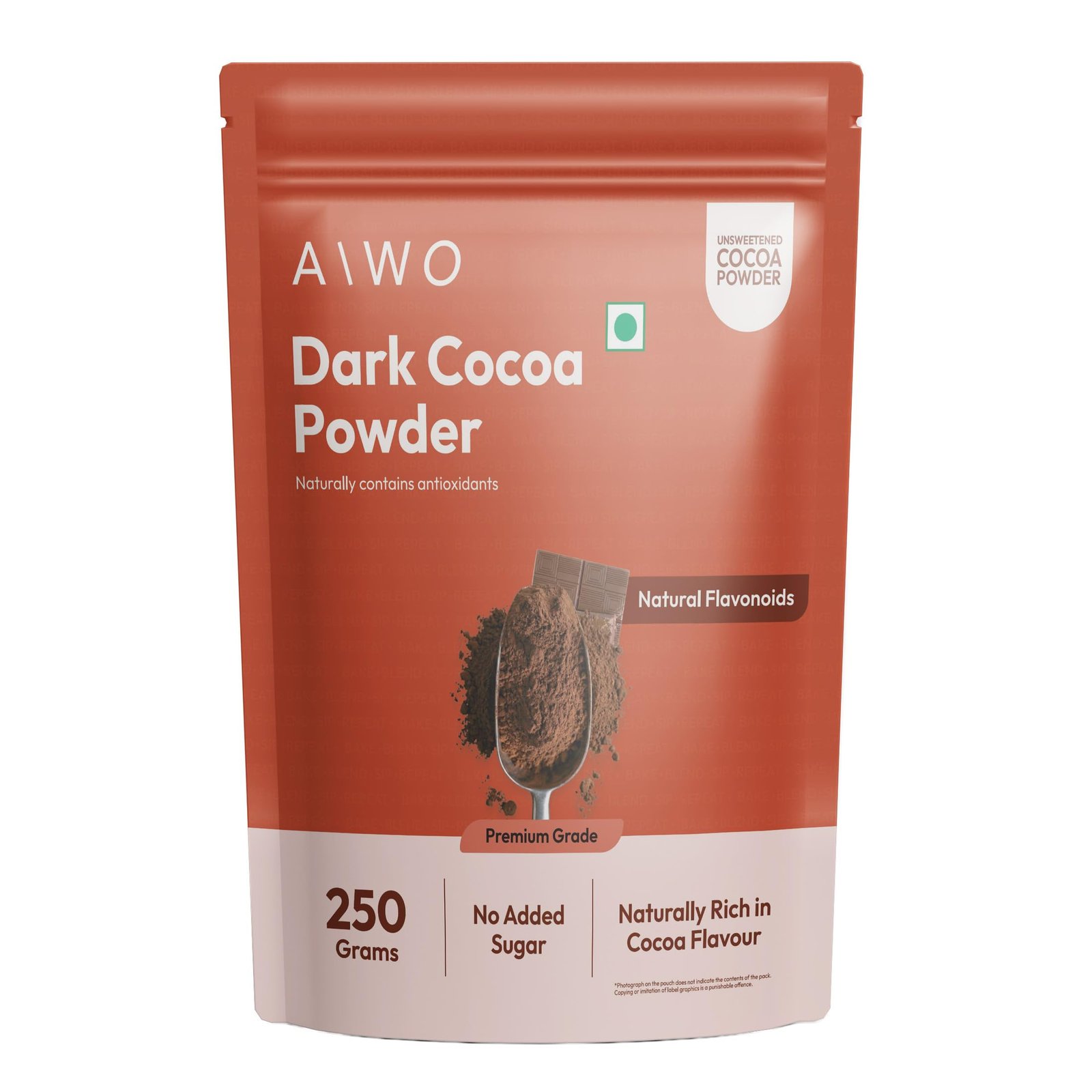 AIWO Dark Cocoa Powder Unsweetened – 250g | Pure & Raw Cocoa | Vegan, Gluten-Free | Rich in Antioxidants | For Hot Chocolate, Smoothies, Baking & Desserts