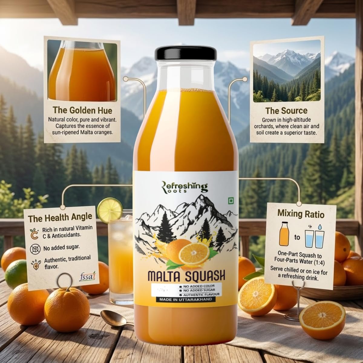 WILD ORANGE (MALTA) SQUASH 750 ML PACK | ORGANIC | AUTHENTIC TASTE | NO ADDED SUGAR | NO ARTIFICAL COLORS | RICH IN VIT-C | ORANGE JUICE - Image 5