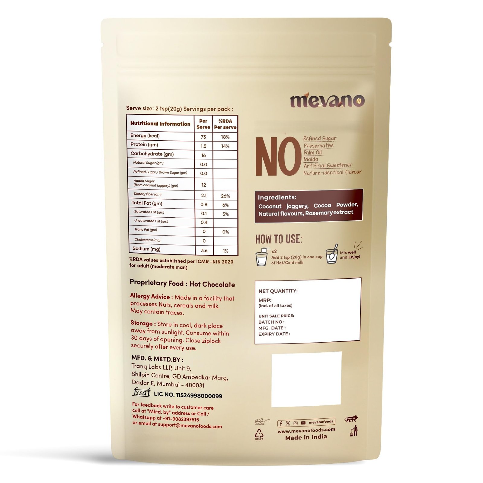 Hot Chocolate Mix Powder, 200g | Refined SUGAR FREE | All Natural, REAL Cocoa without sugar, sweetened with Coconut Jaggery | Choco powder for Milk, Cold & hot shakes | No Preservatives - Image 6