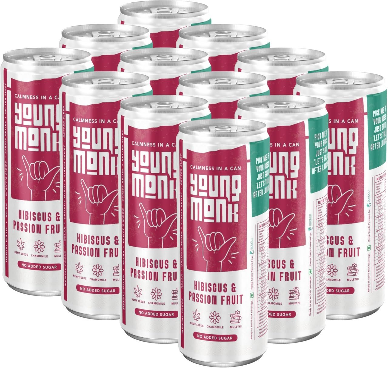 Calmness Drink Hibiscus & Passion Fruit Flavour | Ready to Drink Refreshing Beverage | Zero Added Sugar | Floral Hibiscus with Tropical Passion Taste | for Home & Travel (Pack 12)