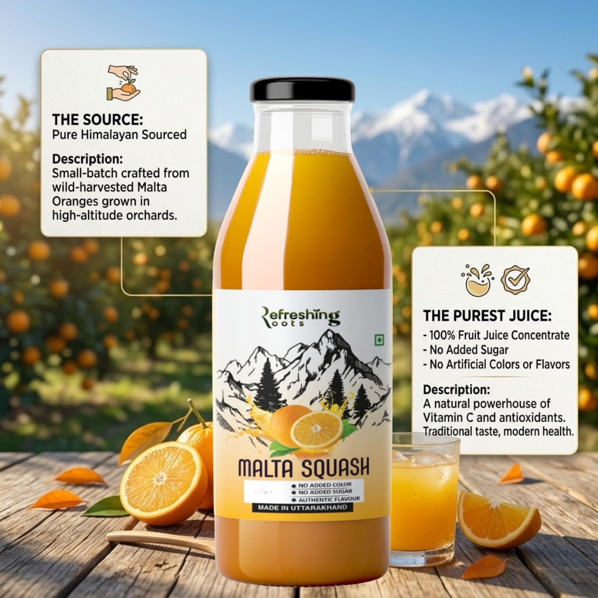 WILD ORANGE (MALTA) SQUASH 750 ML PACK | ORGANIC | AUTHENTIC TASTE | NO ADDED SUGAR | NO ARTIFICAL COLORS | RICH IN VIT-C | ORANGE JUICE - Image 9
