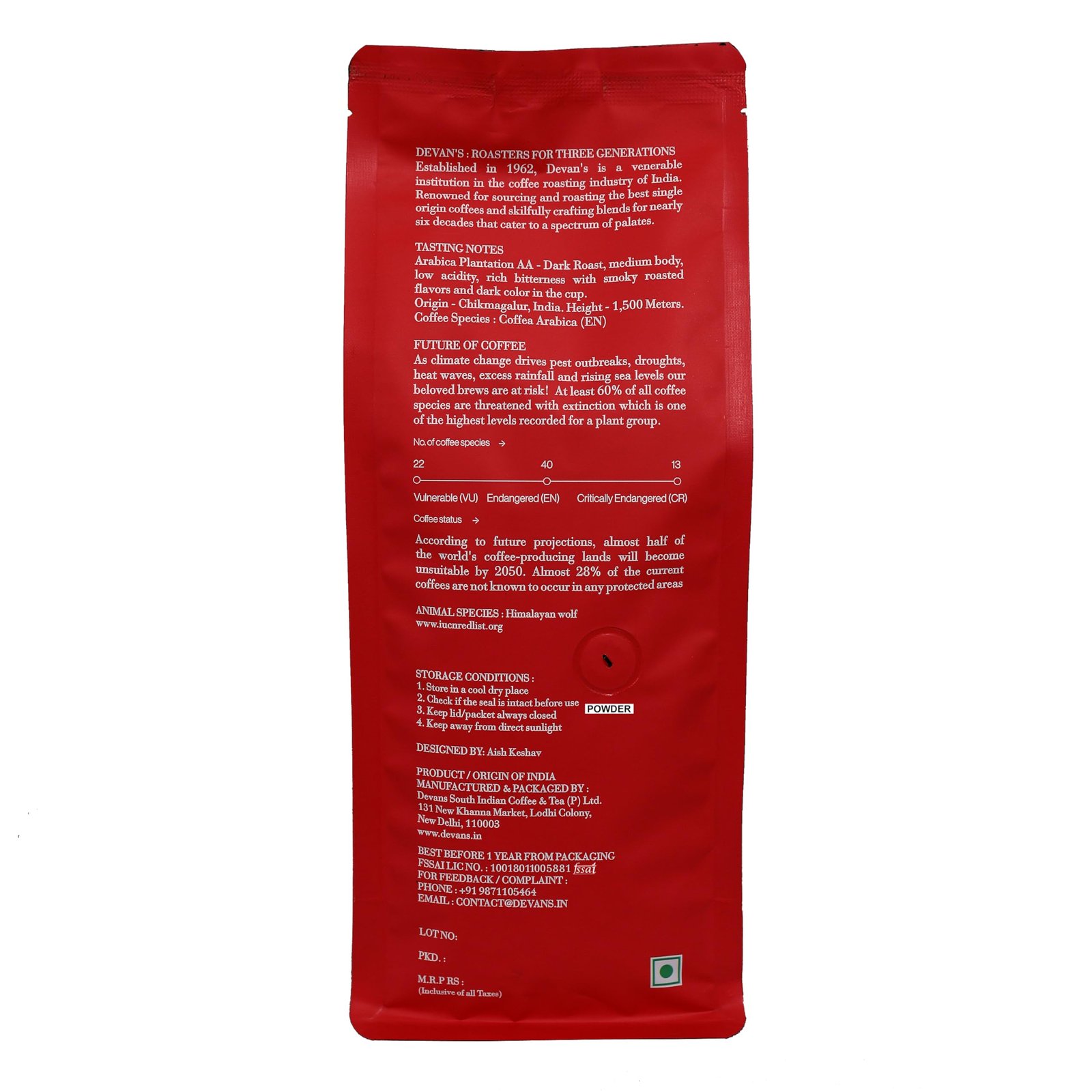 South Indian Arabica French Roast Filter Coffee Powder : Coffee : 100%, (Strong Roast) 500 Gms (Powder) Regular Coffee For Morning, After Noon And Night - Bag