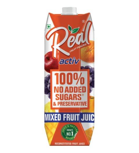 Real Activ Apple Fruit Juice - 1L | No Added Sugar & Preservatives | Made with the Goodness of Apples | Tasty, Refreshing & Energizing Fruit Drink