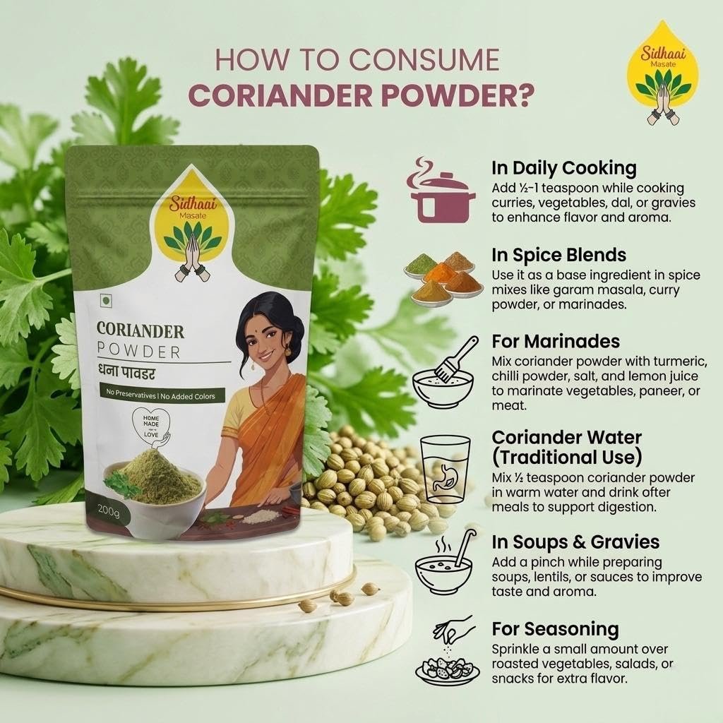 Premium Coriander Powder Green 100 grams | Pure Ground Dhaniya Powder | Aromatic Spice for Cooking | Fresh Flavor Enhancer for Curries, Gravies, Vegetables & Daily Indian Cuisine - Image 8