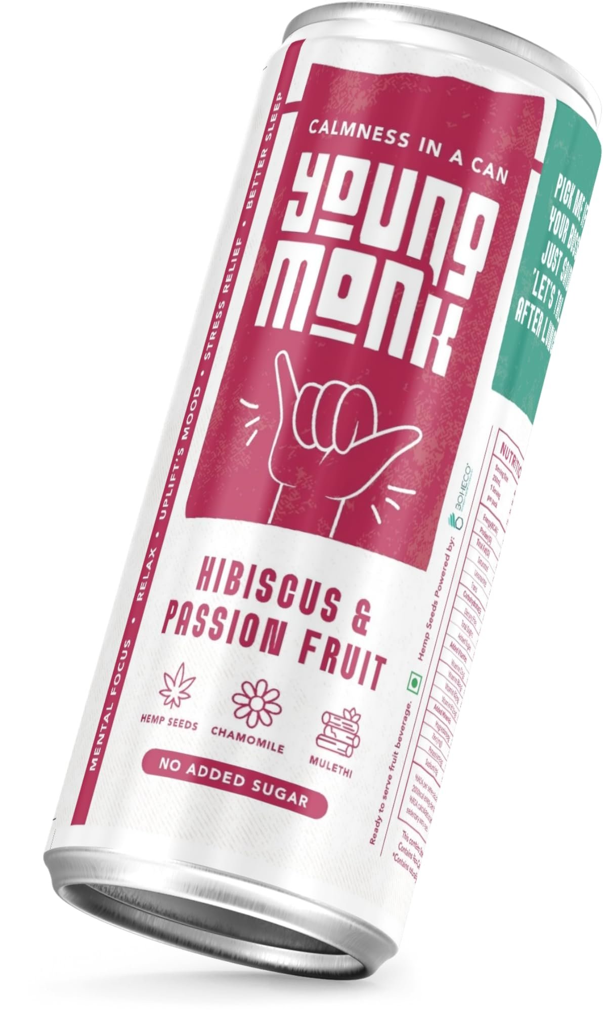 Calmness Drink Hibiscus & Passion Fruit Flavour | Ready to Drink Refreshing Beverage | Zero Added Sugar | Floral Hibiscus with Tropical Passion Taste | for Home & Travel (Pack 12) - Image 3