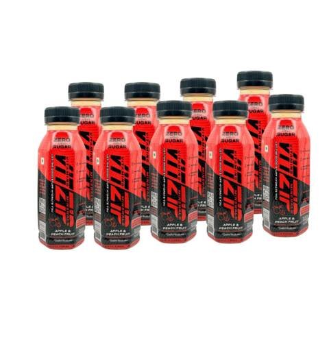 VITZIP Apple & Peach Fruit Drink Pack of 9| Zero Added Sugar Refreshing Beverage | Enriched with Vitamins & Minerals | Source of Prebiotic Fibre | Healthy Fruit Drink for Daily Refreshment