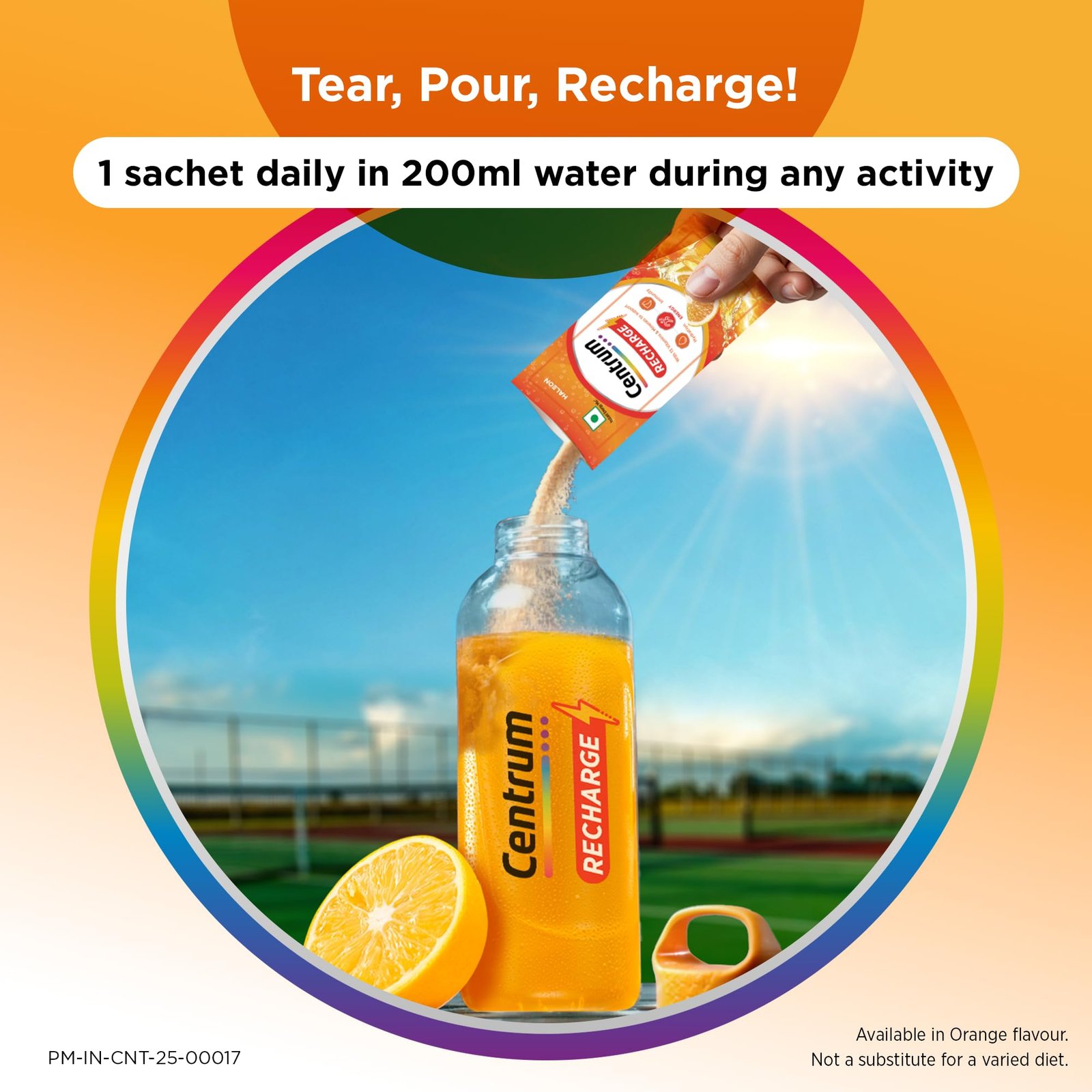 Recharge: Tasty Orange Flavoured Powder Drink Mix | No Added Sugar| Instant Energy & Hydration | 13 Vitamins & Minerals | Boosts Immunity | Vitamin B, C, Zinc, Magnesium | Pack of 36 sachets - Image 5