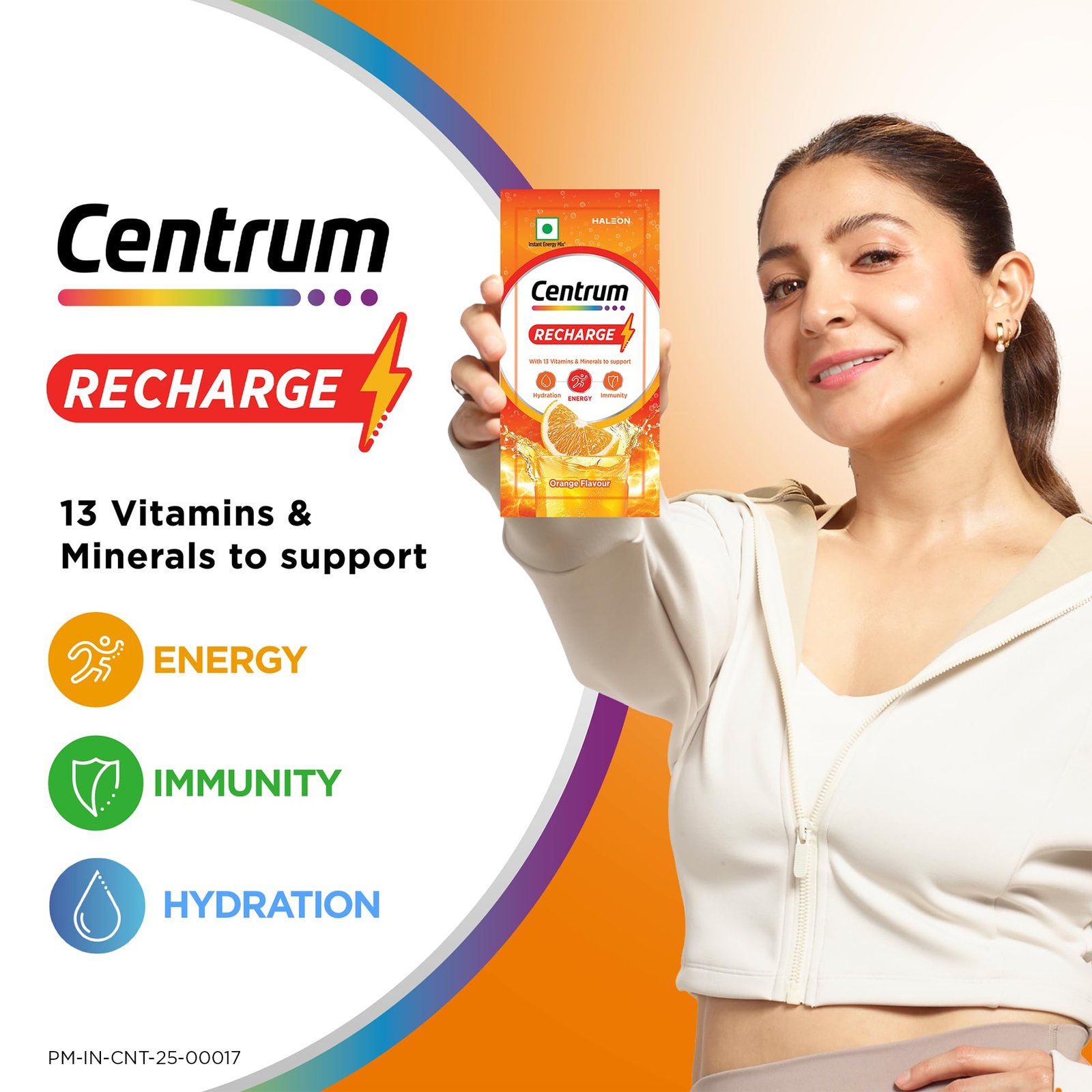Recharge: Tasty Orange Flavoured Powder Drink Mix | No Added Sugar| Instant Energy & Hydration | 13 Vitamins & Minerals | Boosts Immunity | Vitamin B, C, Zinc, Magnesium | Pack of 36 sachets - Image 3