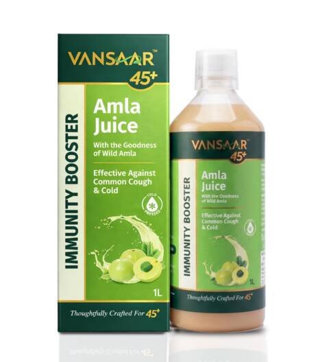 Vansaar Ayurvedic Tangy Amla Juice - 1L | 100% Cold Pressed Wild Amlas Rich In Vitamin C Sourced from Pratapgarh | Farm to Bottle in 12 Hours | 75 Pure Amlas for Hair Growth & Detoxification
