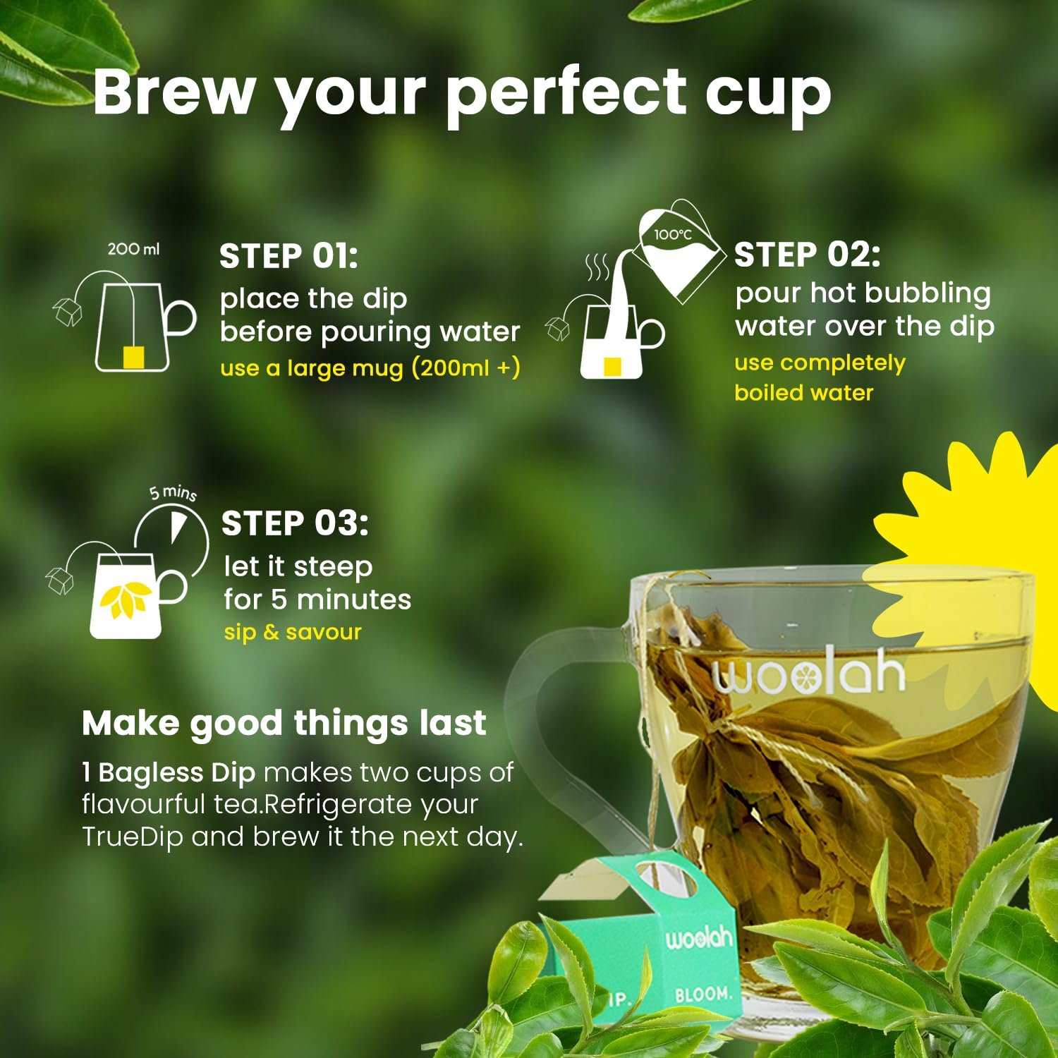 Bagless Whole Leaf Green Tea with Arjuna & Cinnamon | Naturally Grown | Rich in Antioxidants | Heart-Friendly Wellness Tea | Plastic-Free Brewing | (30 Dips/60 cups) - Image 5