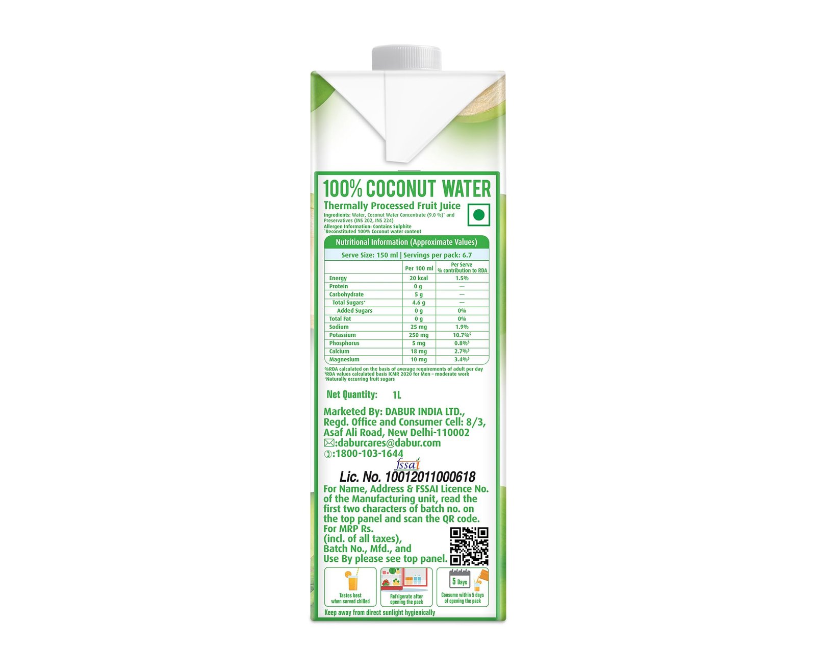 Real Activ Coconut Water Tetrapack - 1L | Hydrating Coconut Water with Health Benefits | No Added Flavour & Sugars | Tasty and Nutritious (Pack of 2) - Image 4