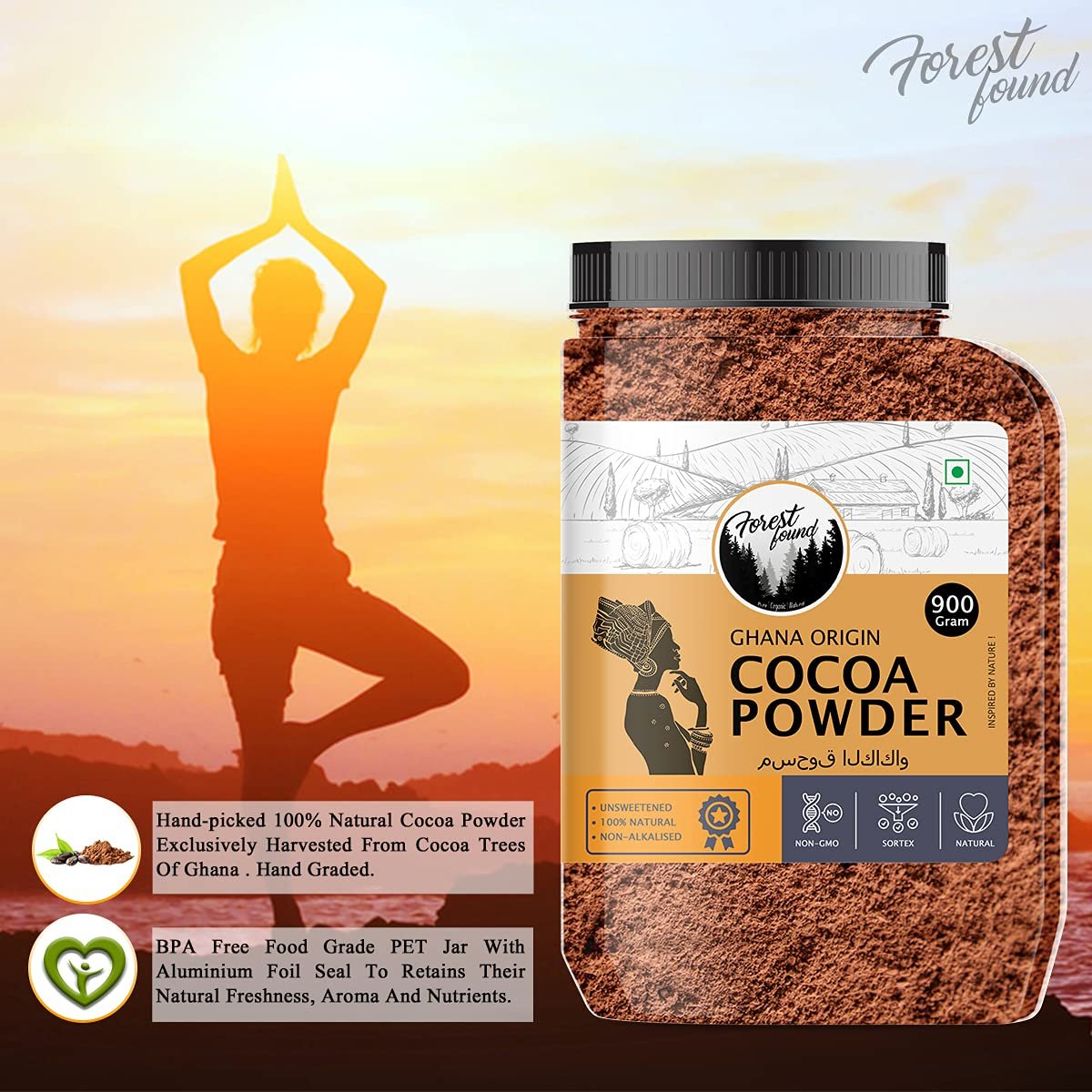 100% Pure Dark Cocoa Powder 900g | Unsweetened Natural Cacao for Baking, Cake, Chocolate Making & Smoothies | Rich Aroma, Gluten Free, Vegan & Keto Friendly Healthy Cocoa Powder - Image 2