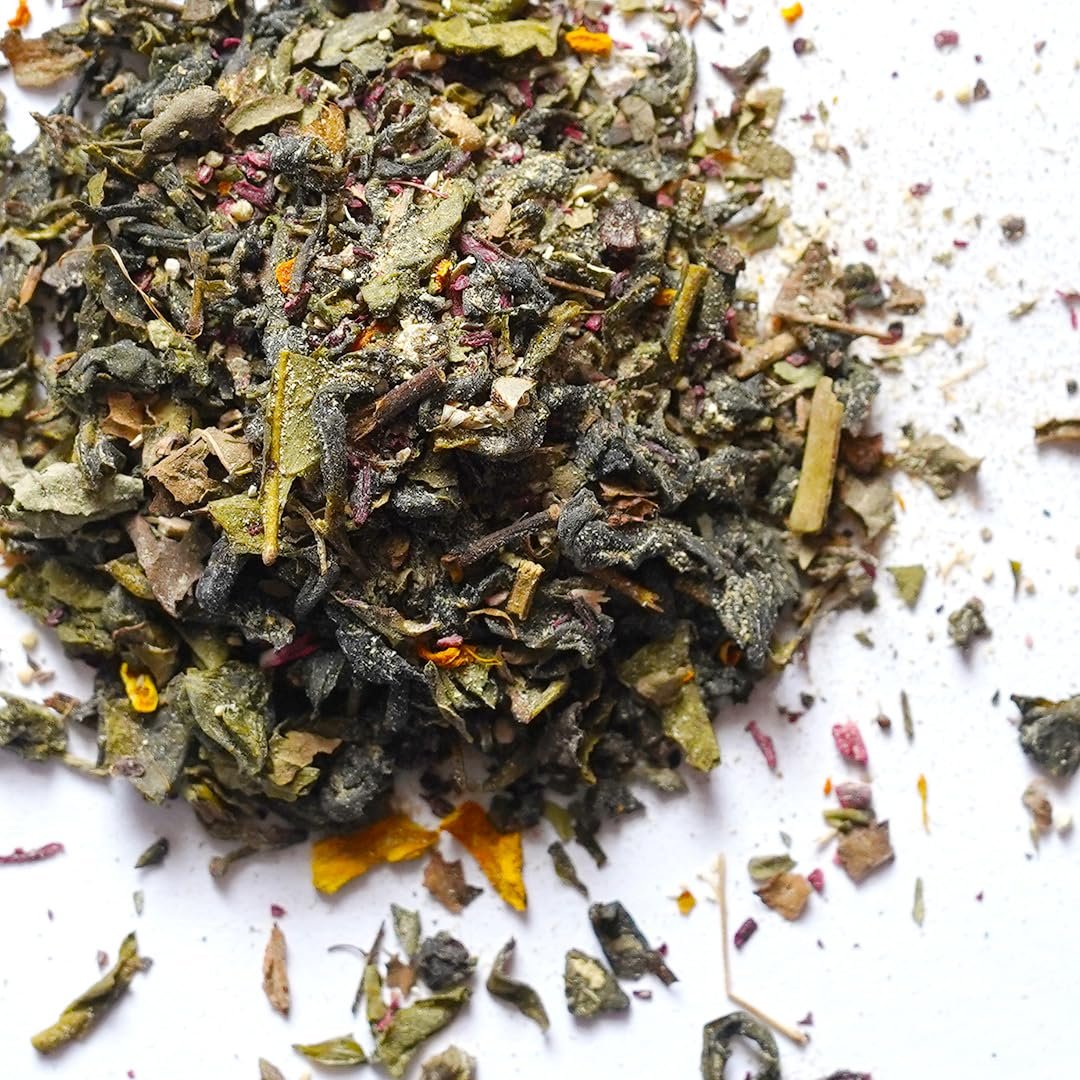 Mysooru Tea Company Immunity Herbal Tea with Green Tea Ashwagandha Turmeric Ginger Hibiscus Mint Tulsi & Black Pepper | Antioxidant Rich Wellness for Daily Health Support 50g - Image 4