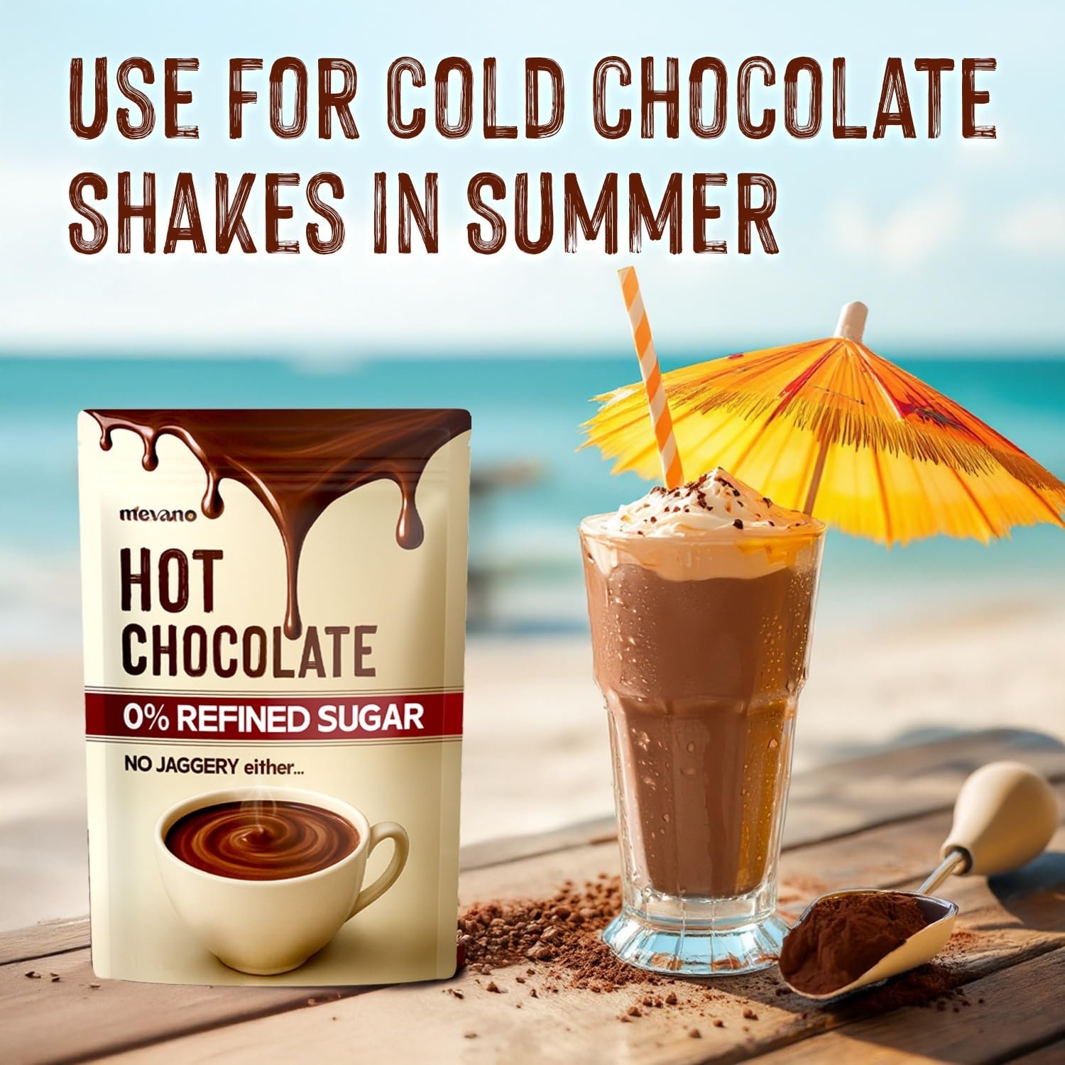 Hot Chocolate Mix Powder, 200g | Refined SUGAR FREE | All Natural, REAL Cocoa without sugar, sweetened with Coconut Jaggery | Choco powder for Milk, Cold & hot shakes | No Preservatives - Image 5