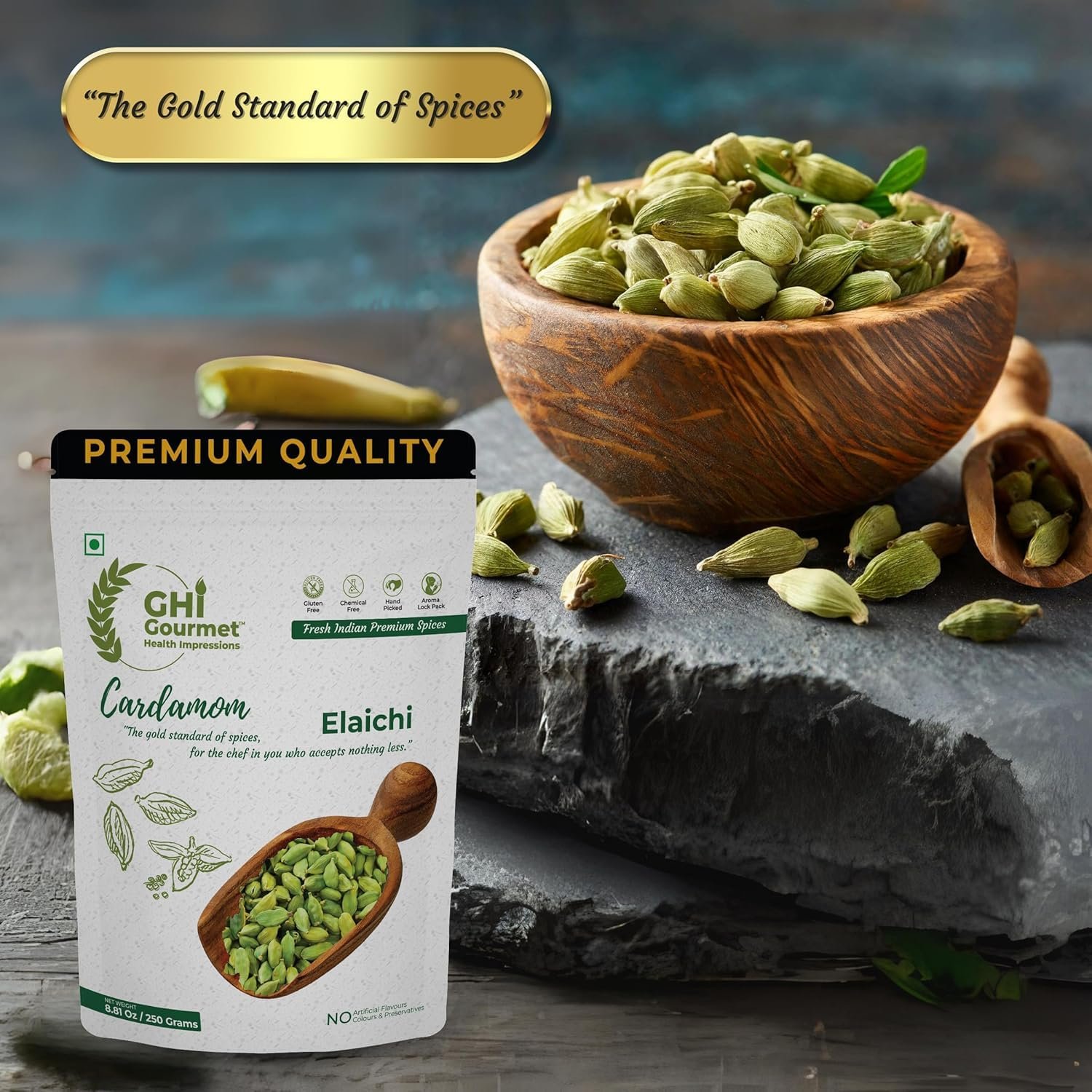 250g | Superior Grade Whole Green Cardamom (Elaichi) | 8MM Bold Size | Aromatic Green Pods, Non-GMO - Perfect for Culinary & Aromatic Uses | GHI Foods - Image 3