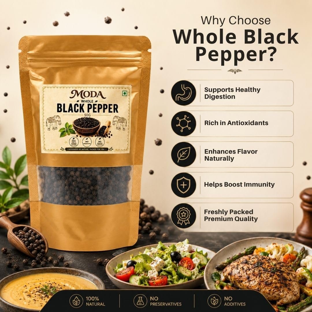 Black Pepper | kali Mirch Whole 100 GM | Premium Black Pepper Whole | Natural Sabut Kali Mirch | Fresh Aromatic Spice for Cooking, Seasoning & Everyday Kitchen Use - Image 3