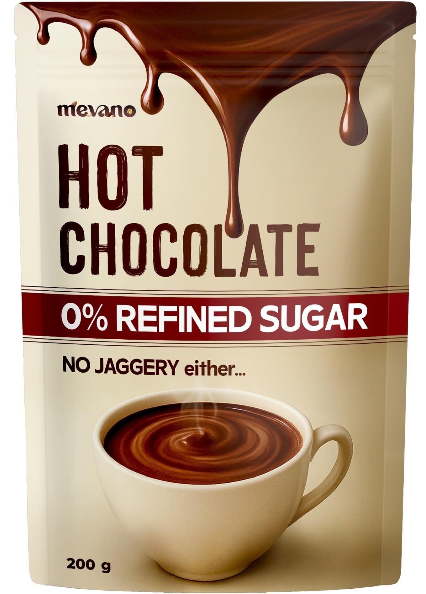 Hot Chocolate Mix Powder, 200g | Refined SUGAR FREE | All Natural, REAL Cocoa without sugar, sweetened with Coconut Jaggery | Choco powder for Milk, Cold & hot shakes | No Preservatives